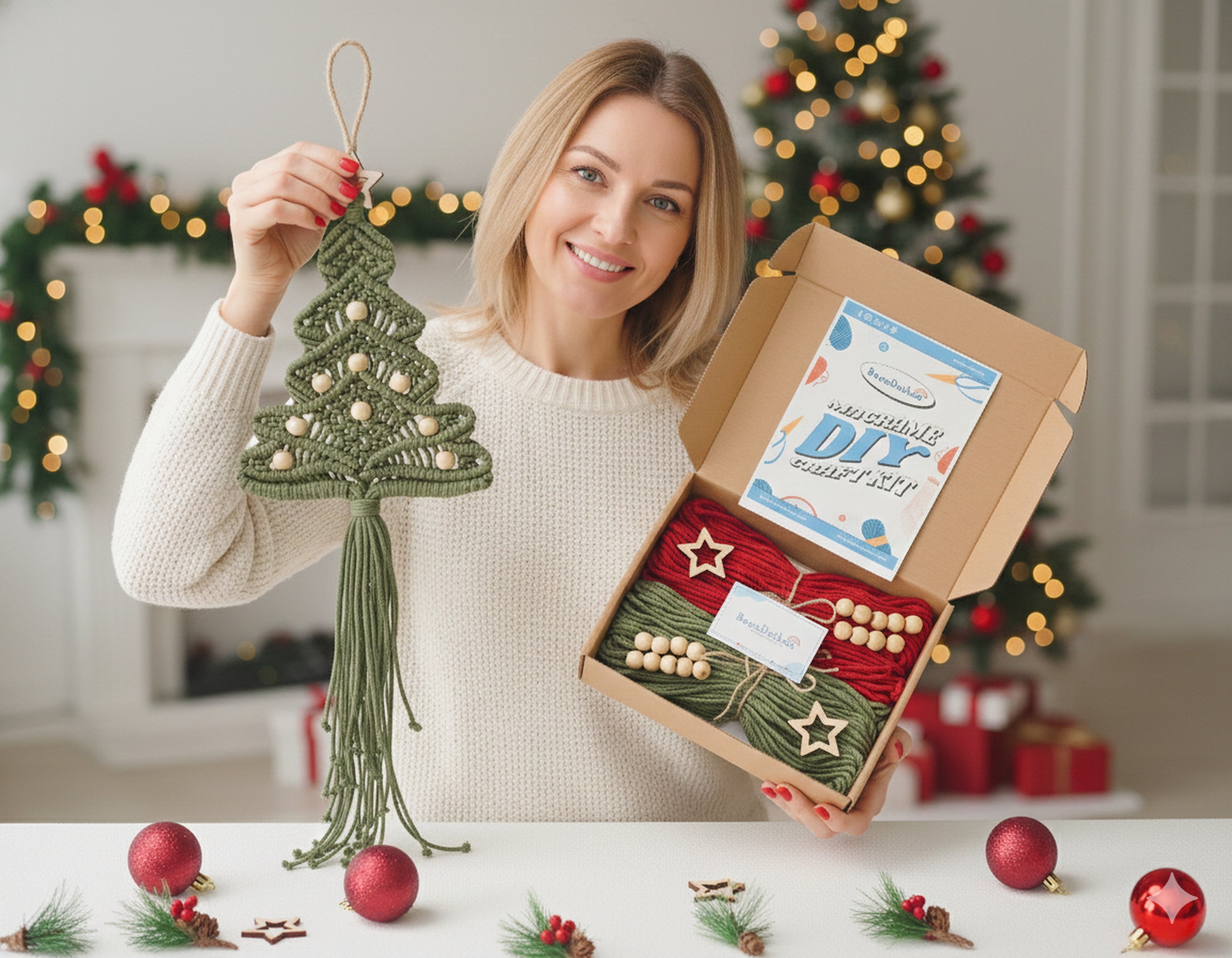 DIY Macrame Christmas Tree Kit – Cotton Cord Holiday Craft K55