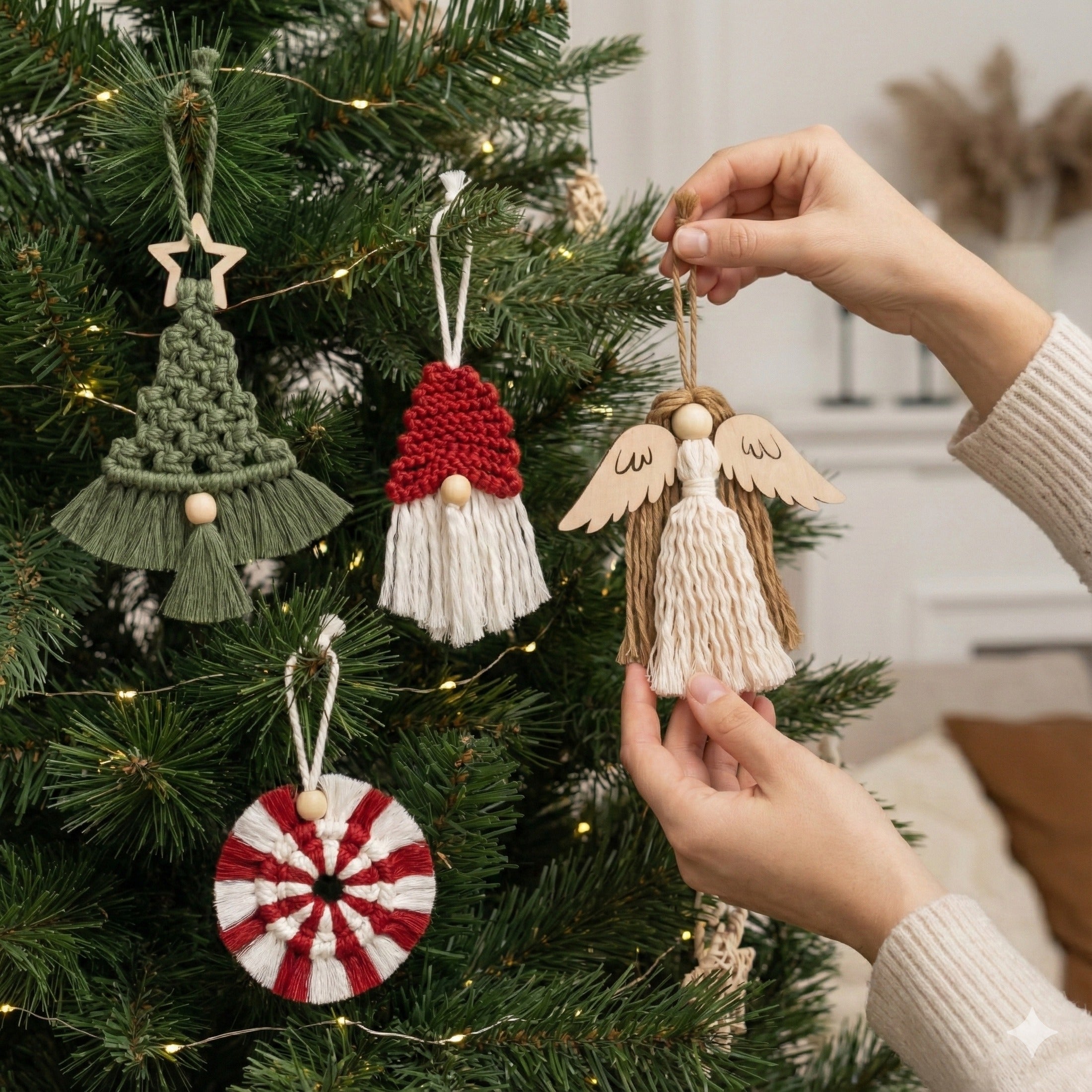 Macrame Christmas Ornaments macrame cord for boho christmas decor X40