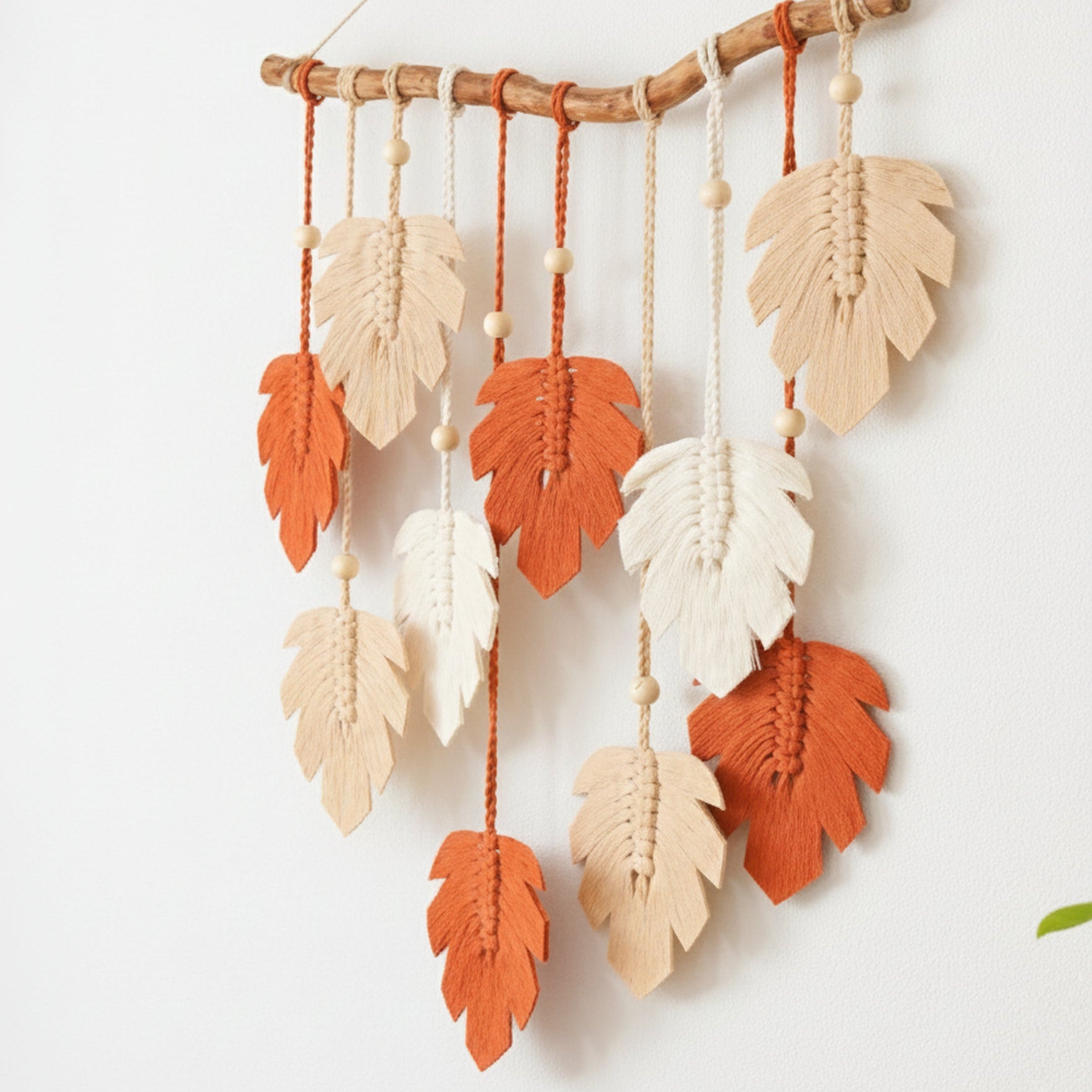 Macrame Leaf Wall Hanging with Macrame Cord for Boho Wall Decor L47