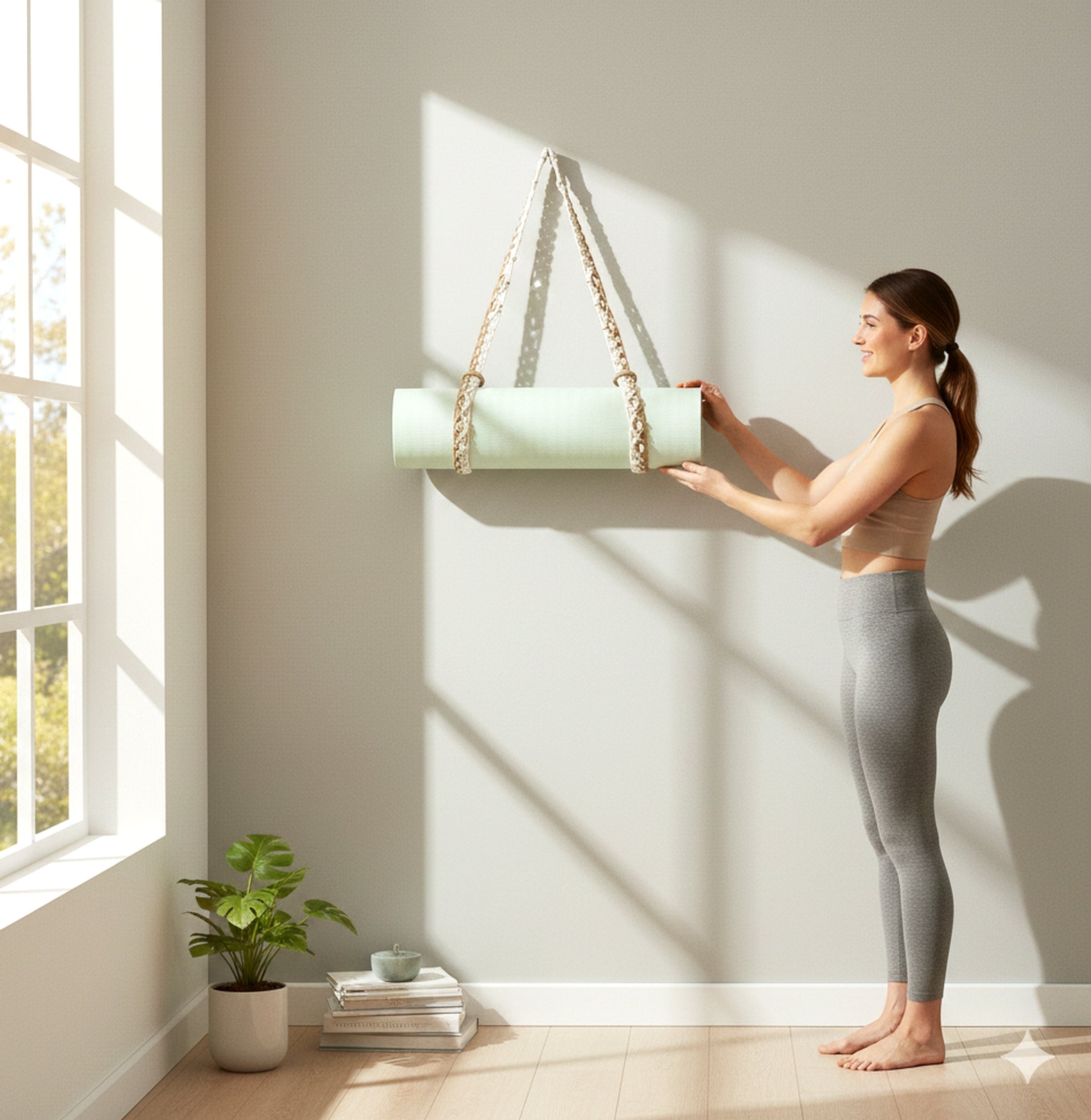 Macrame Yoga Mat Strap for Boho Home Decor and Yoga Mat Carrier I86