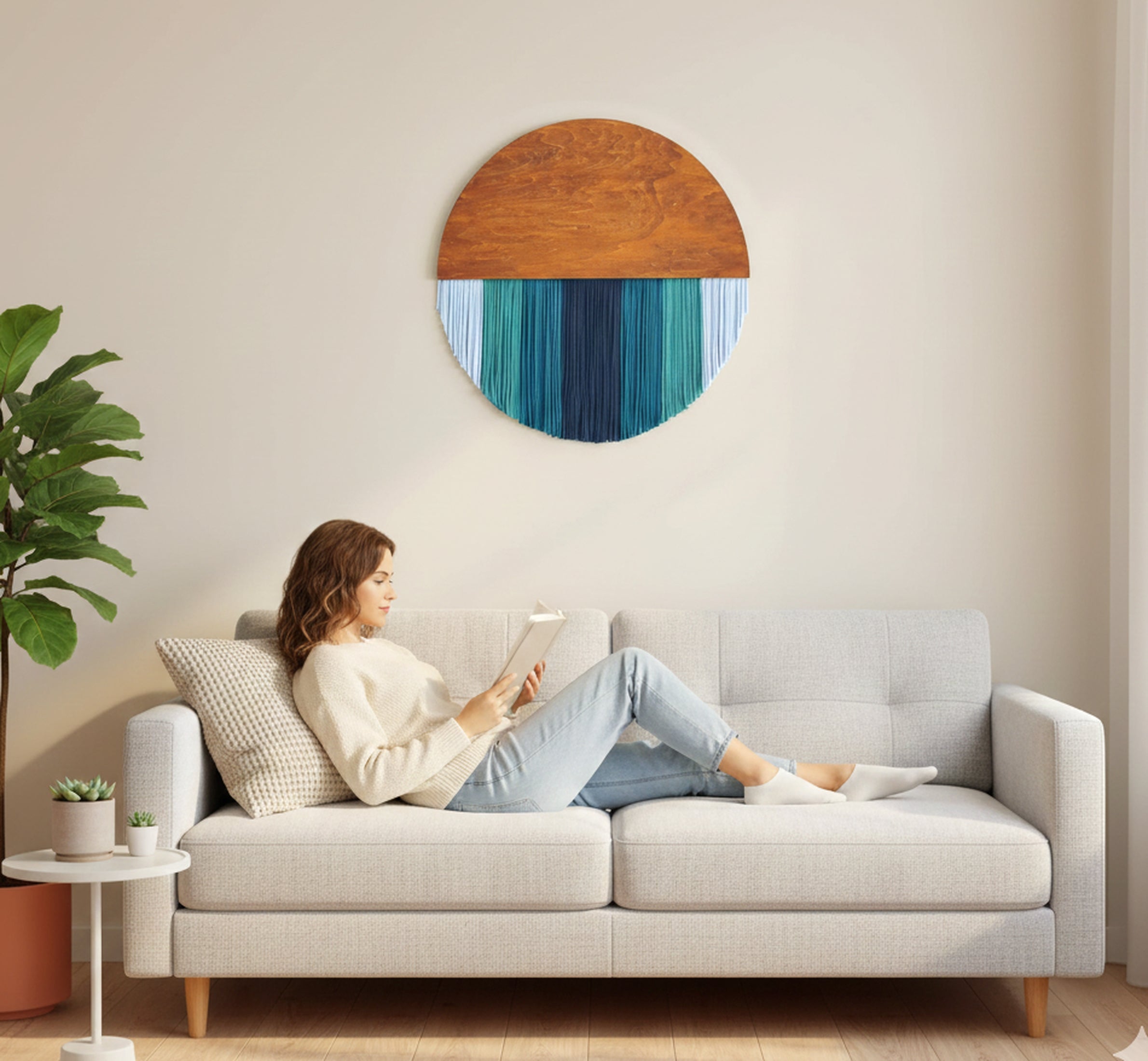 Lunar Memory Wall Hanging macrame wall hanging for round wall art V07