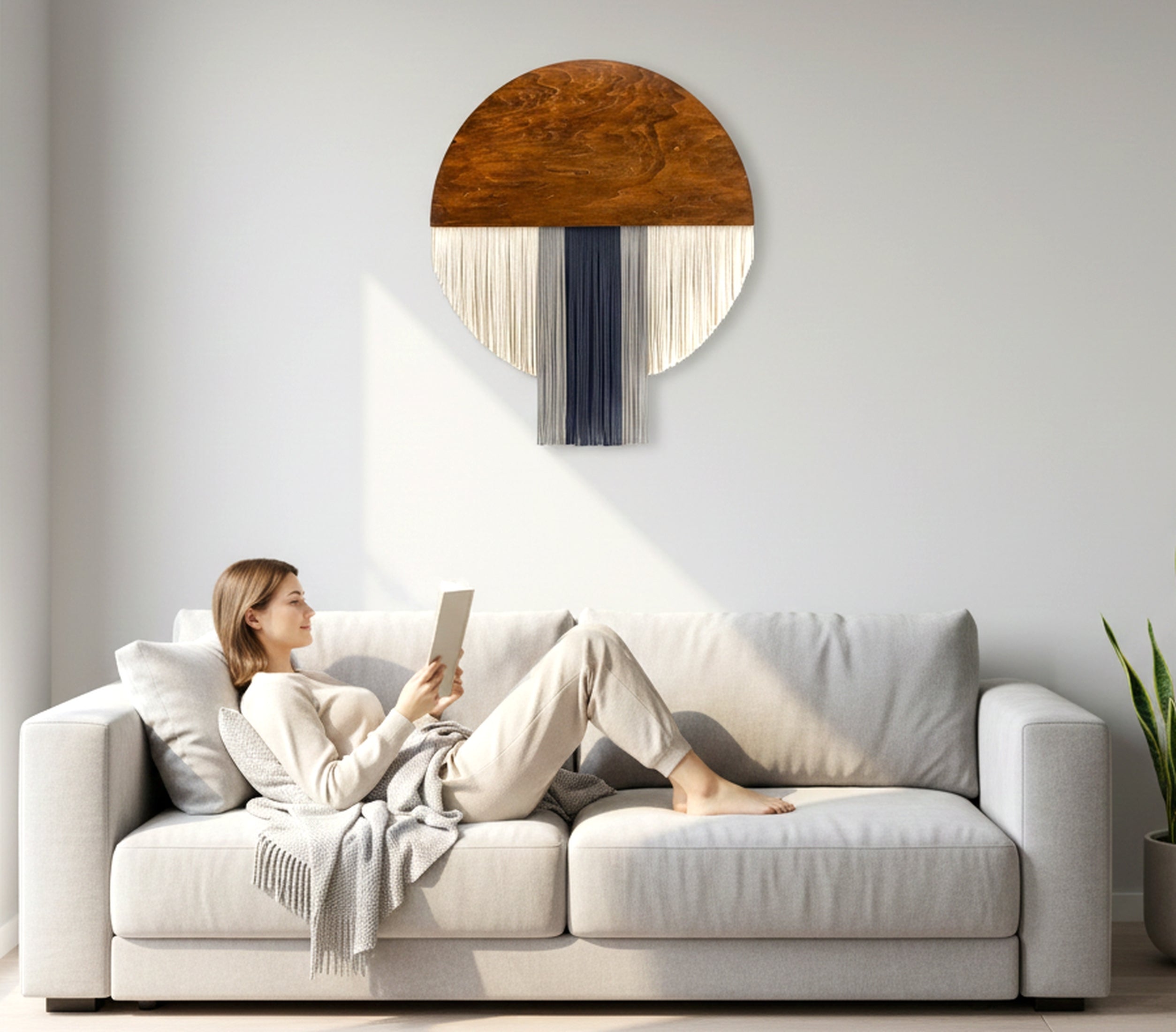 The Bloom Wall Hanging – Boho Cotton Fiber Art in Green V60