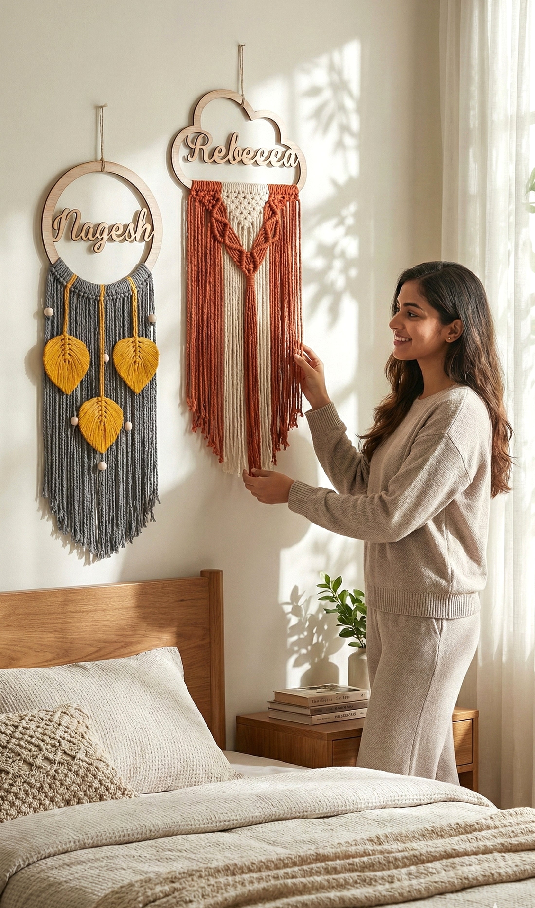 Personalized Name Sign Macrame Wall Hanging for Nursery Decor W08