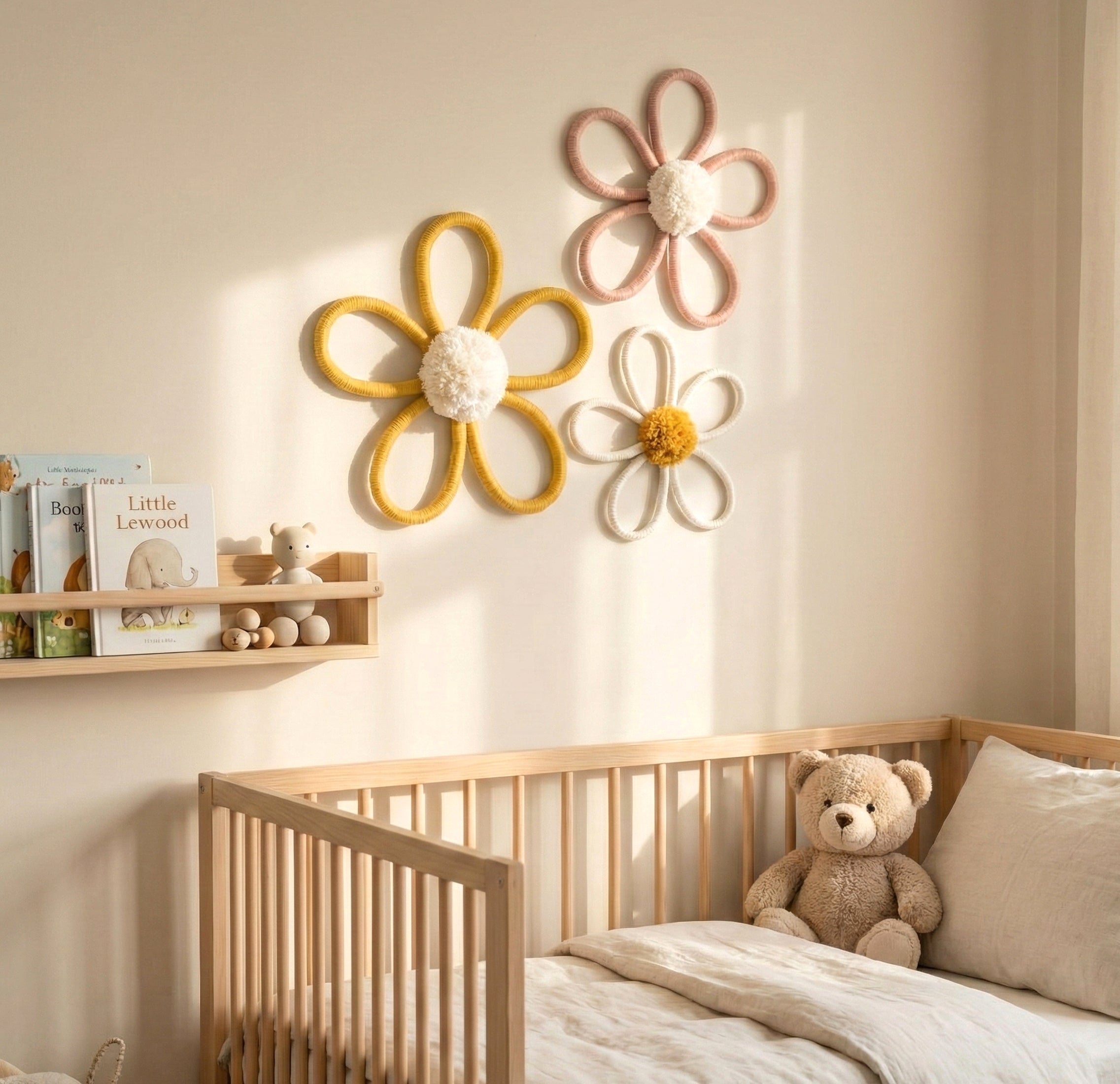 Boho Nursery Wall Decor – Macrame Flower Wall Hanging U03