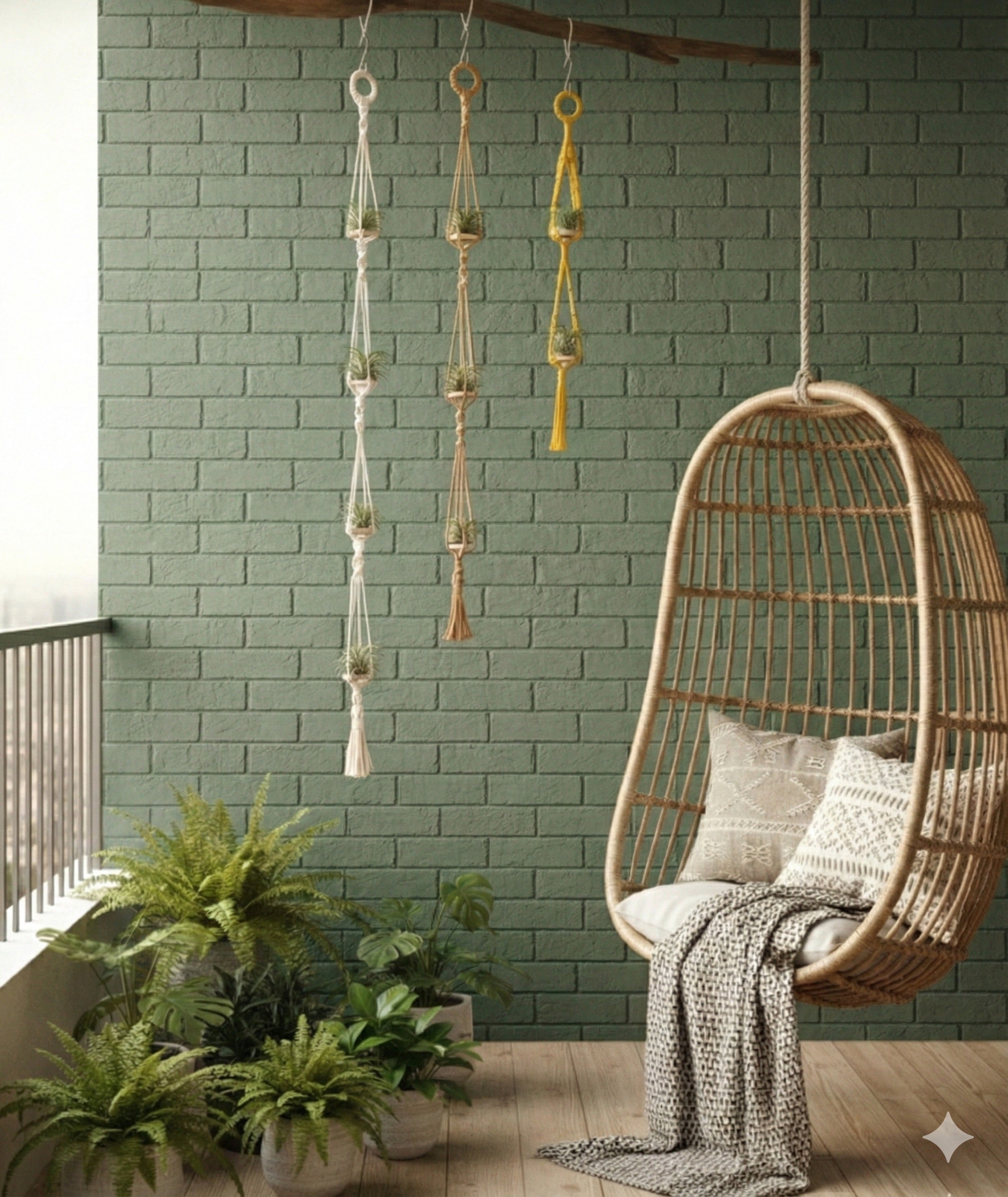 Macrame Air Plant Hanger – Cotton Minimalist Boho Wall Display I79