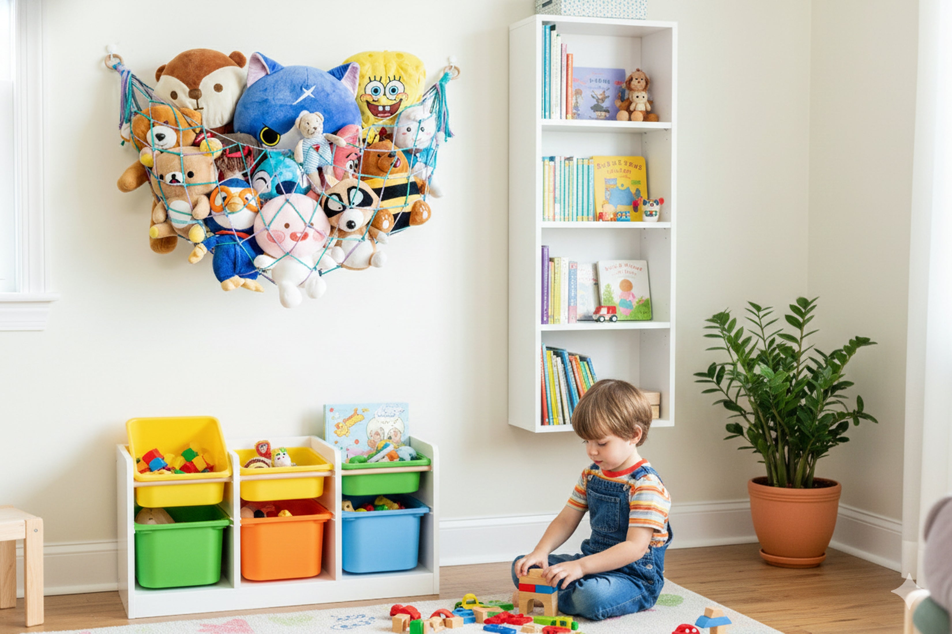 Macrame Toy Storage Hammock for Stuffed Animal Storage and Nursery Decor H25