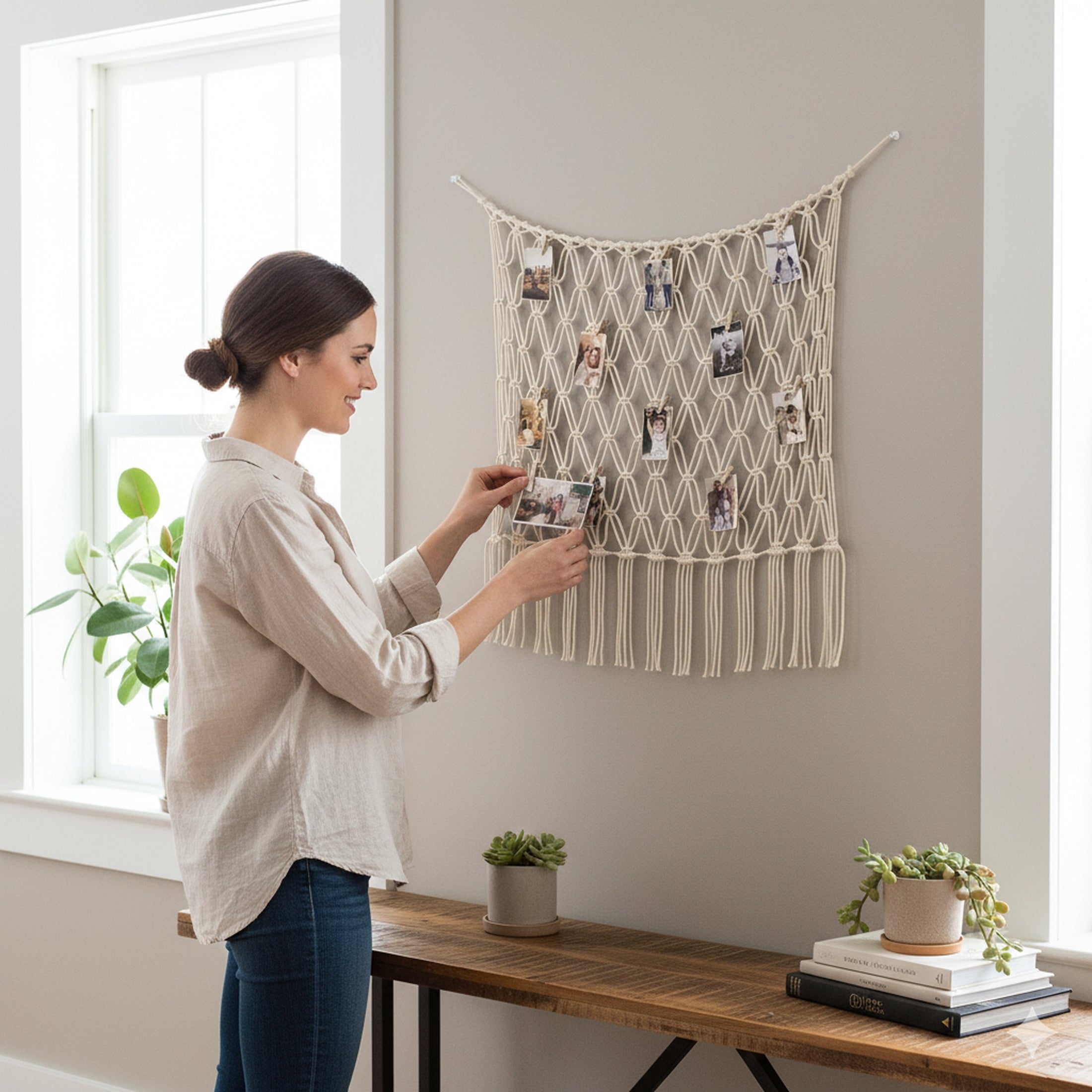 Macrame Photo Hanger macrame cord for Photo Wall Decor and Display I19