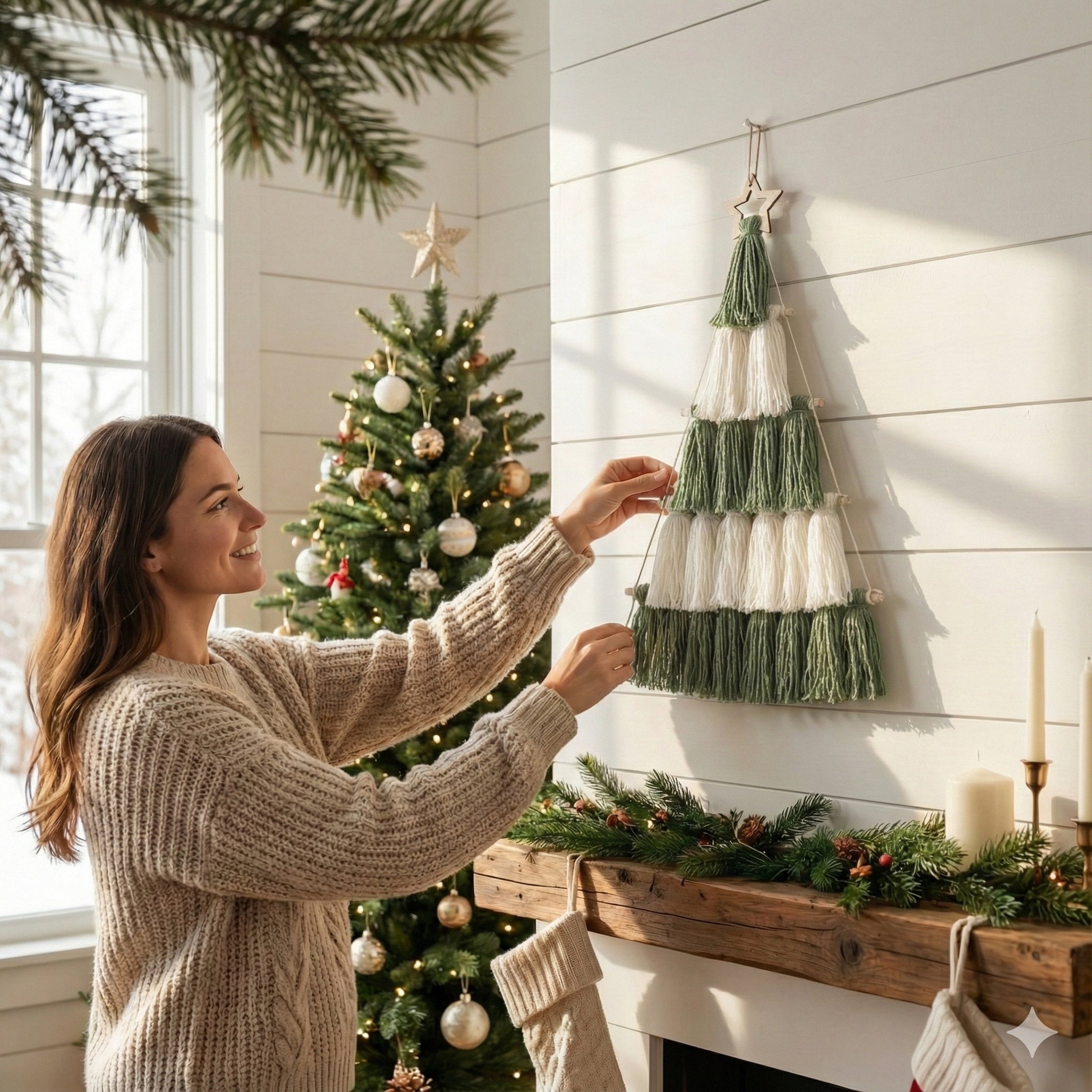 Macrame Christmas Tree macrame for Christmas Wall Decor and Boho Style X67