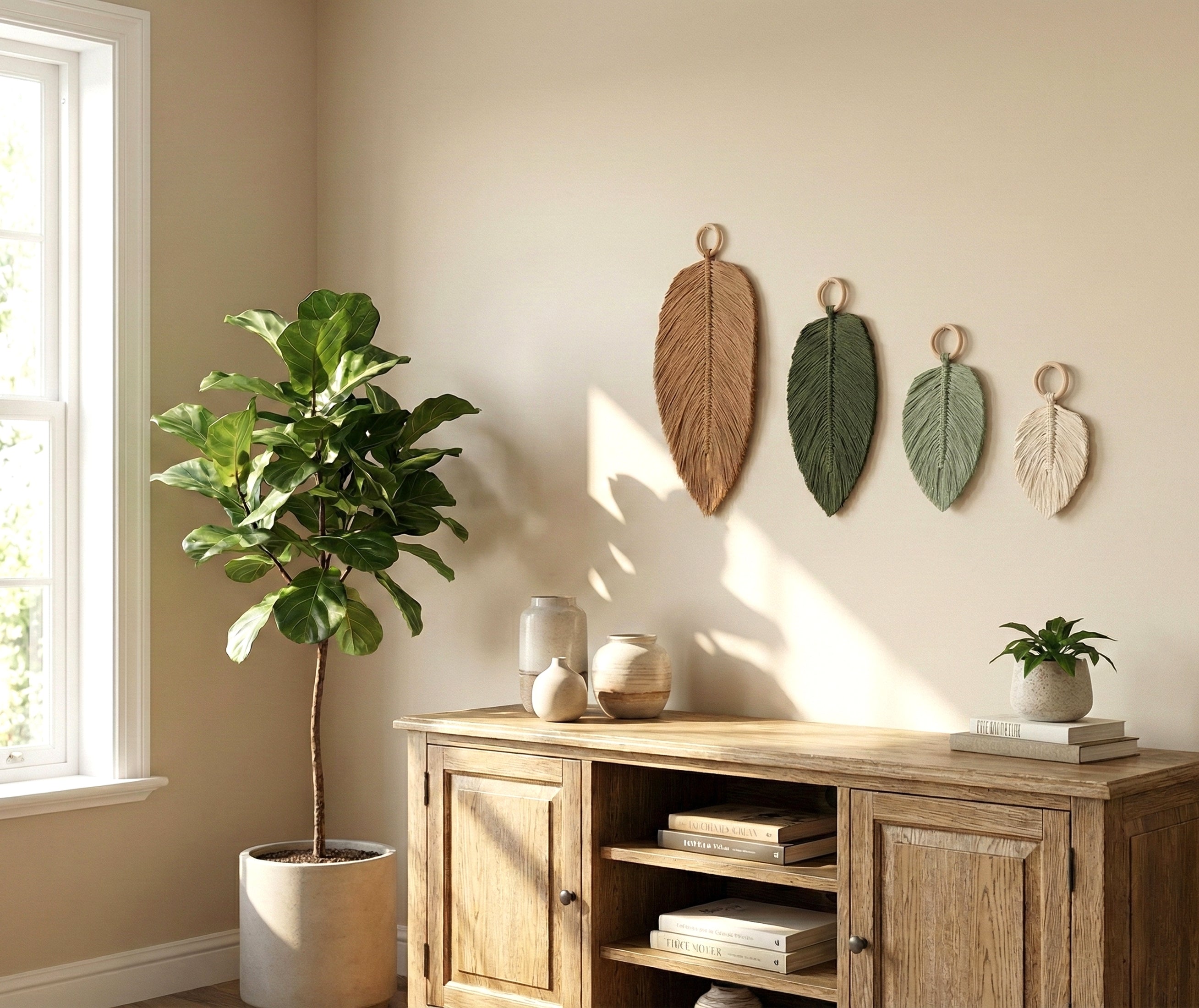 Macrame Leaf Wall Hanging for Boho Wall Decor L11