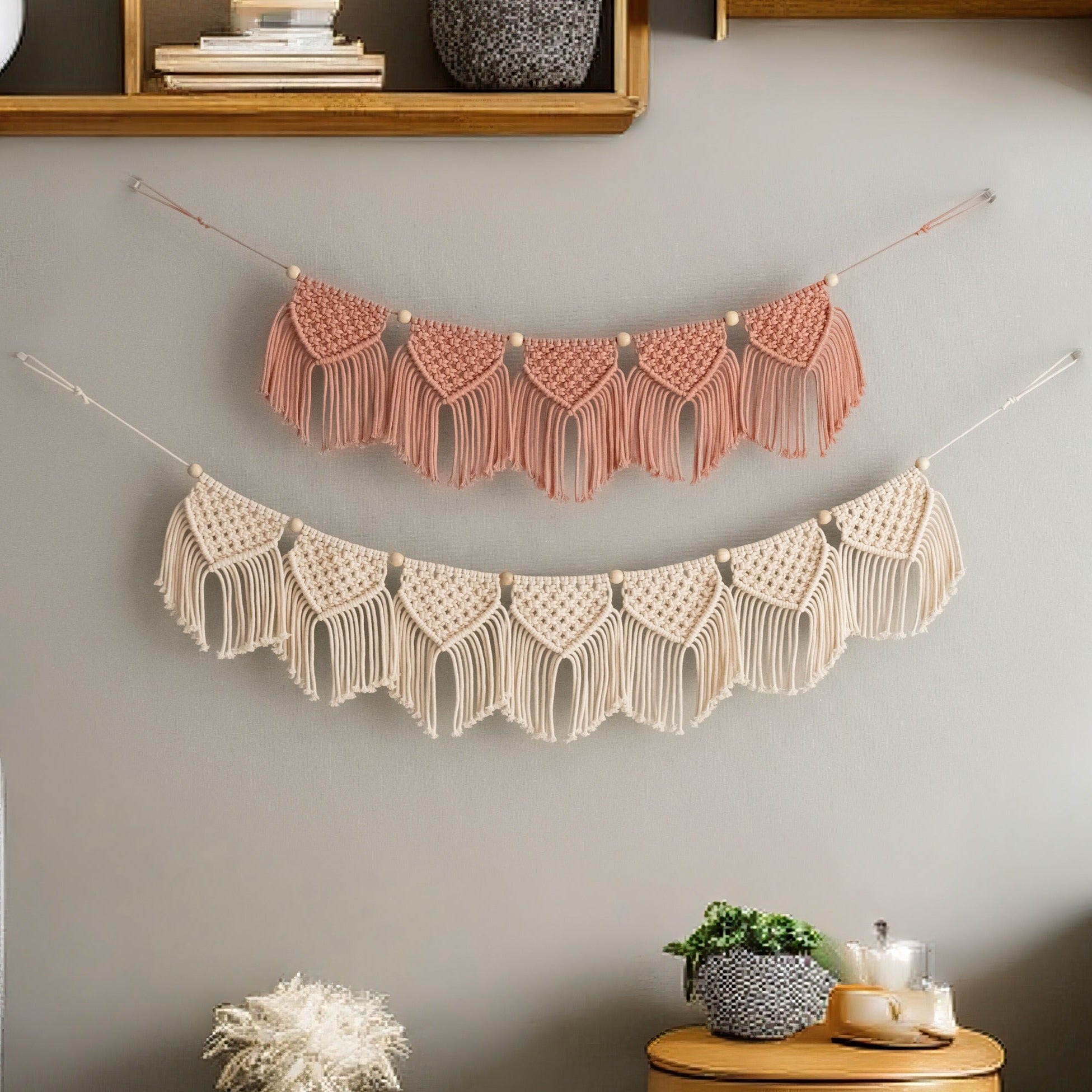 Macrame Flag Garland for Boho and Farmhouse Wall Decoration