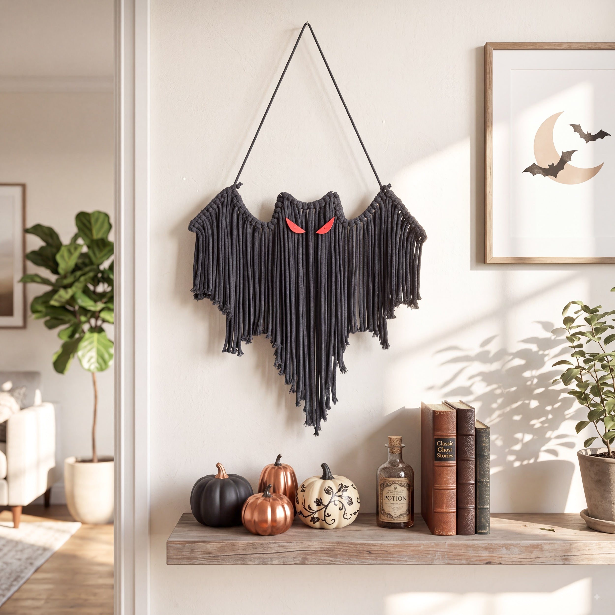 Macrame Bat Wall Hanging Halloween Decor for Party Decor U55