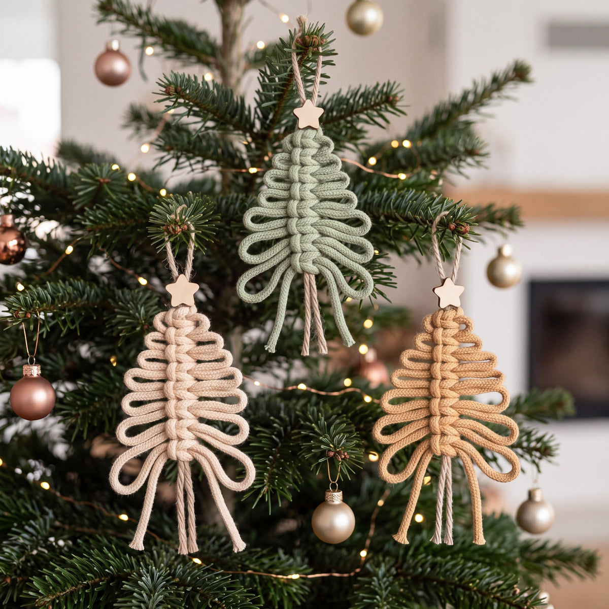 SET Boho Macrame Christmas Tree Hanging Ornament for Decor X71