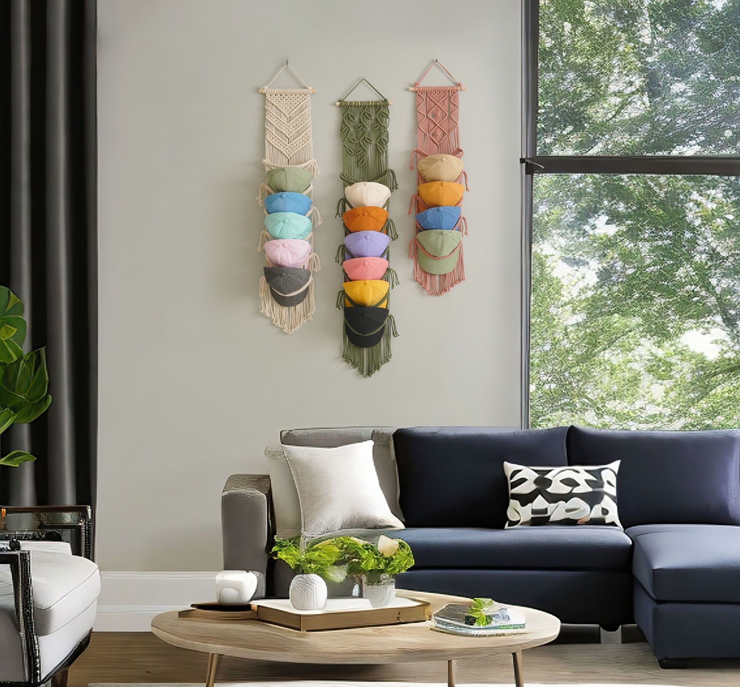 Stylish Macrame Cap Organizer - Wall Hanging Holder I06