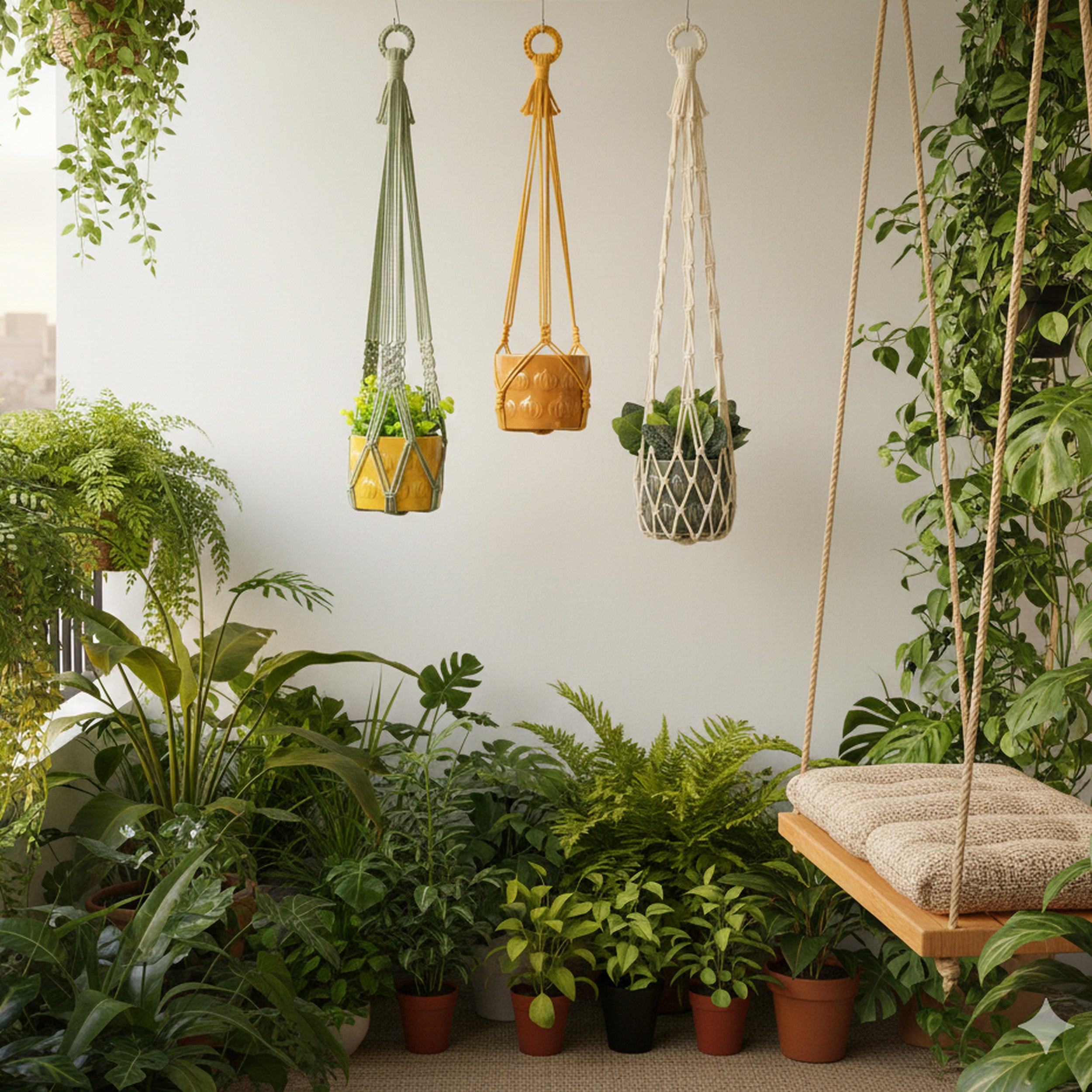 Macrame Plant Hanger – Minimalist Cotton Pot Holder I15