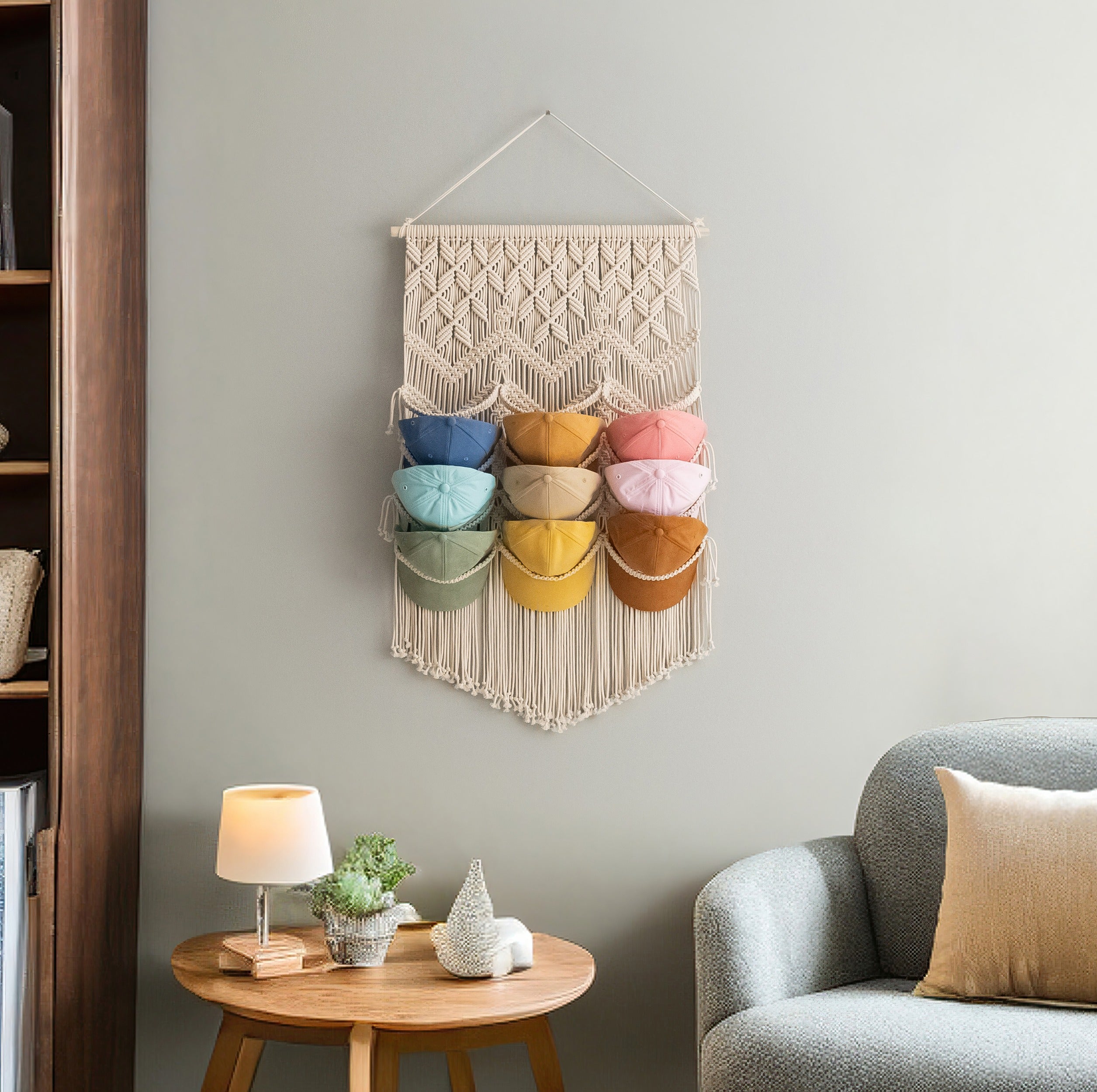 Macrame Cap Hanger Macrame for Wall Hat Holder and Minimal Storage I23