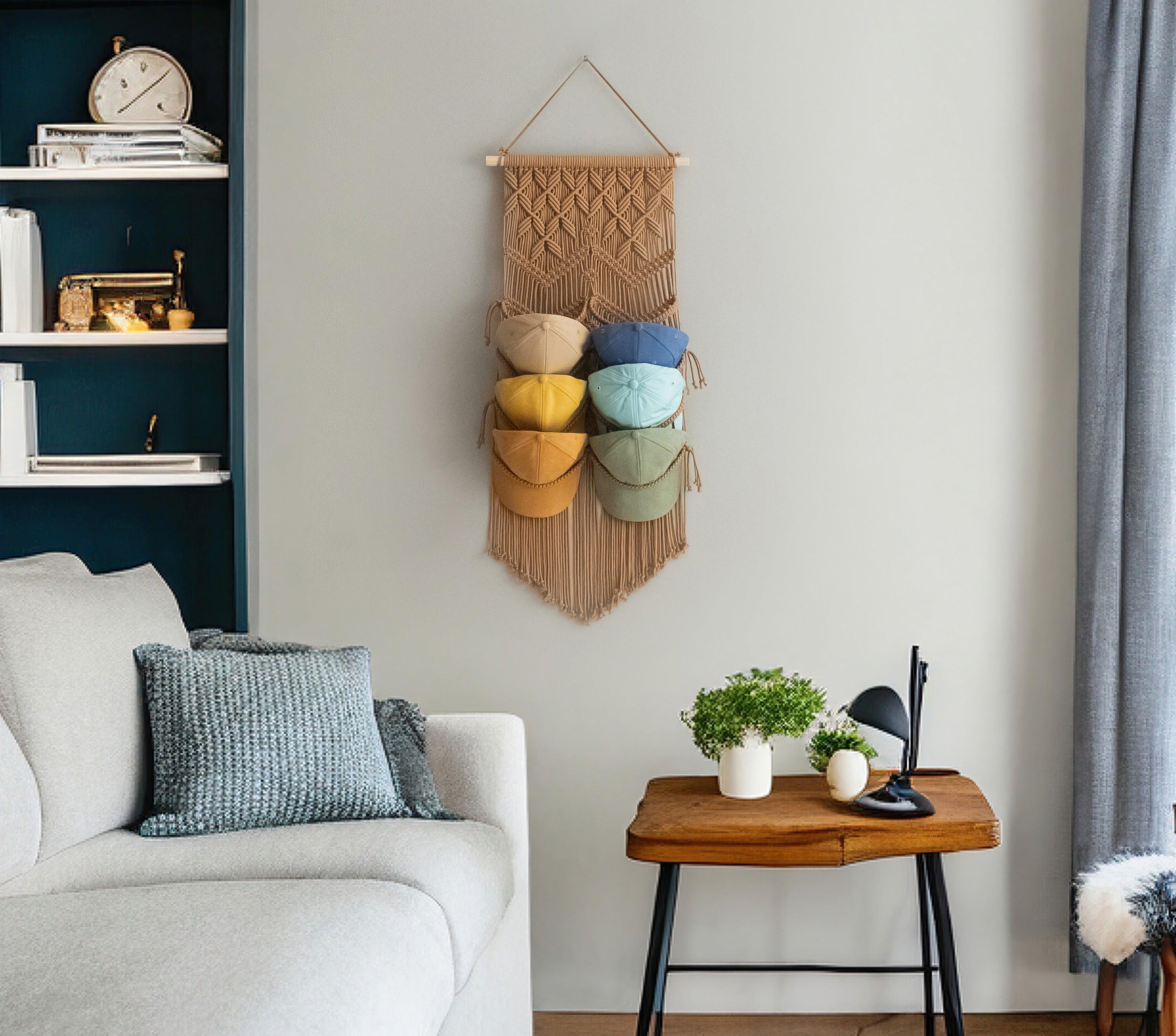 Macrame Cap Hanger Macrame for Wall Hat Organizer and Boho Storage I23