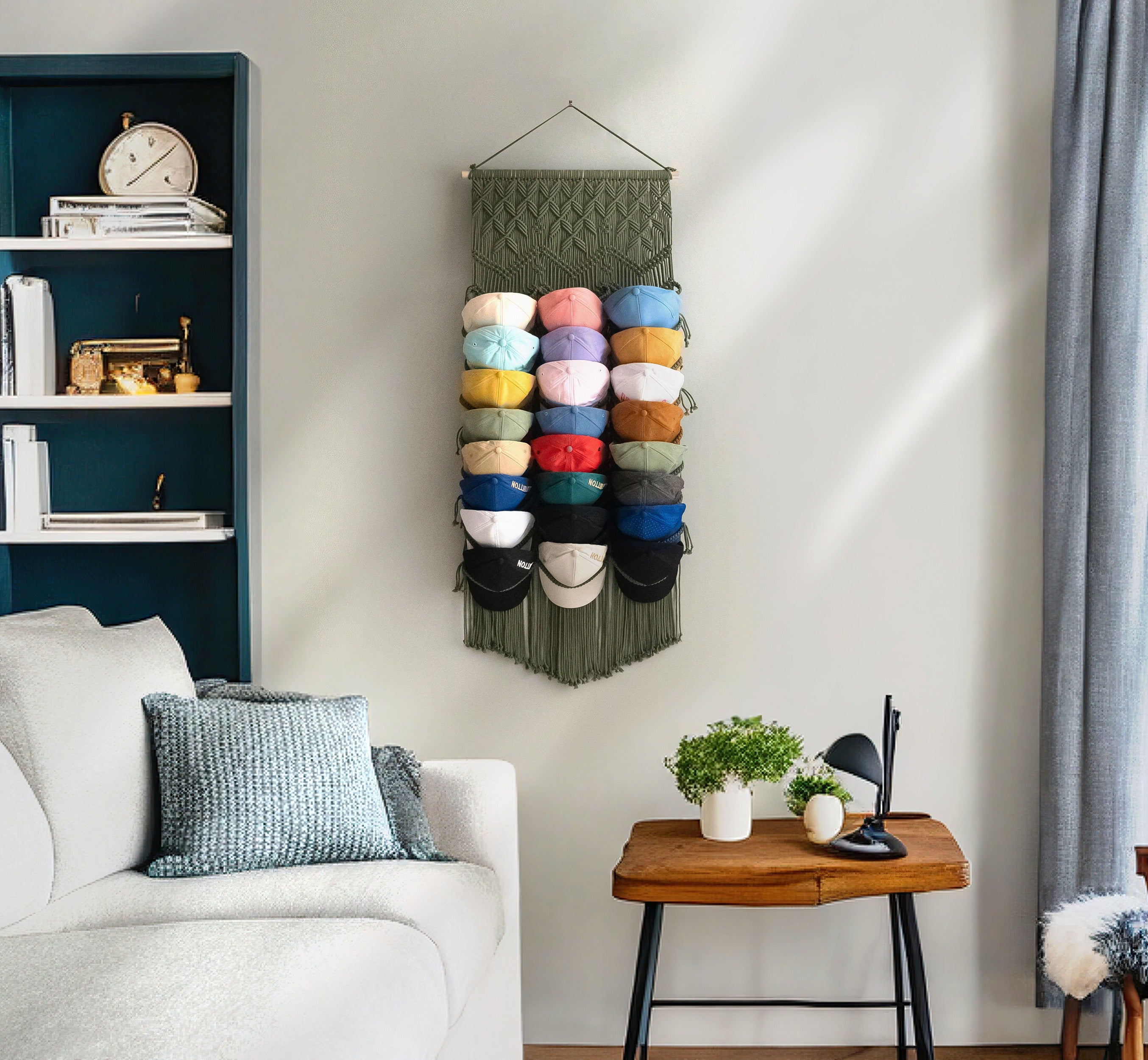 Macrame Baseball Cap Holder – Hat Organizer for Wall I23