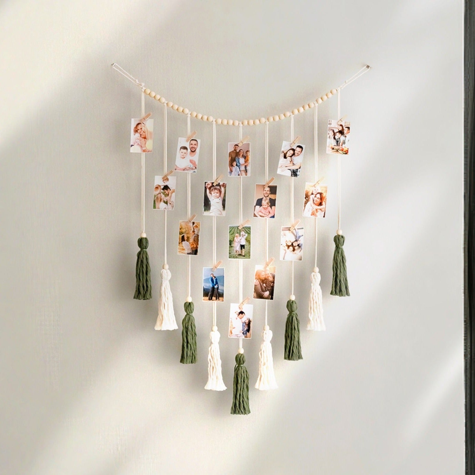 Macrame Wall Photo Display for Boho Home Decor