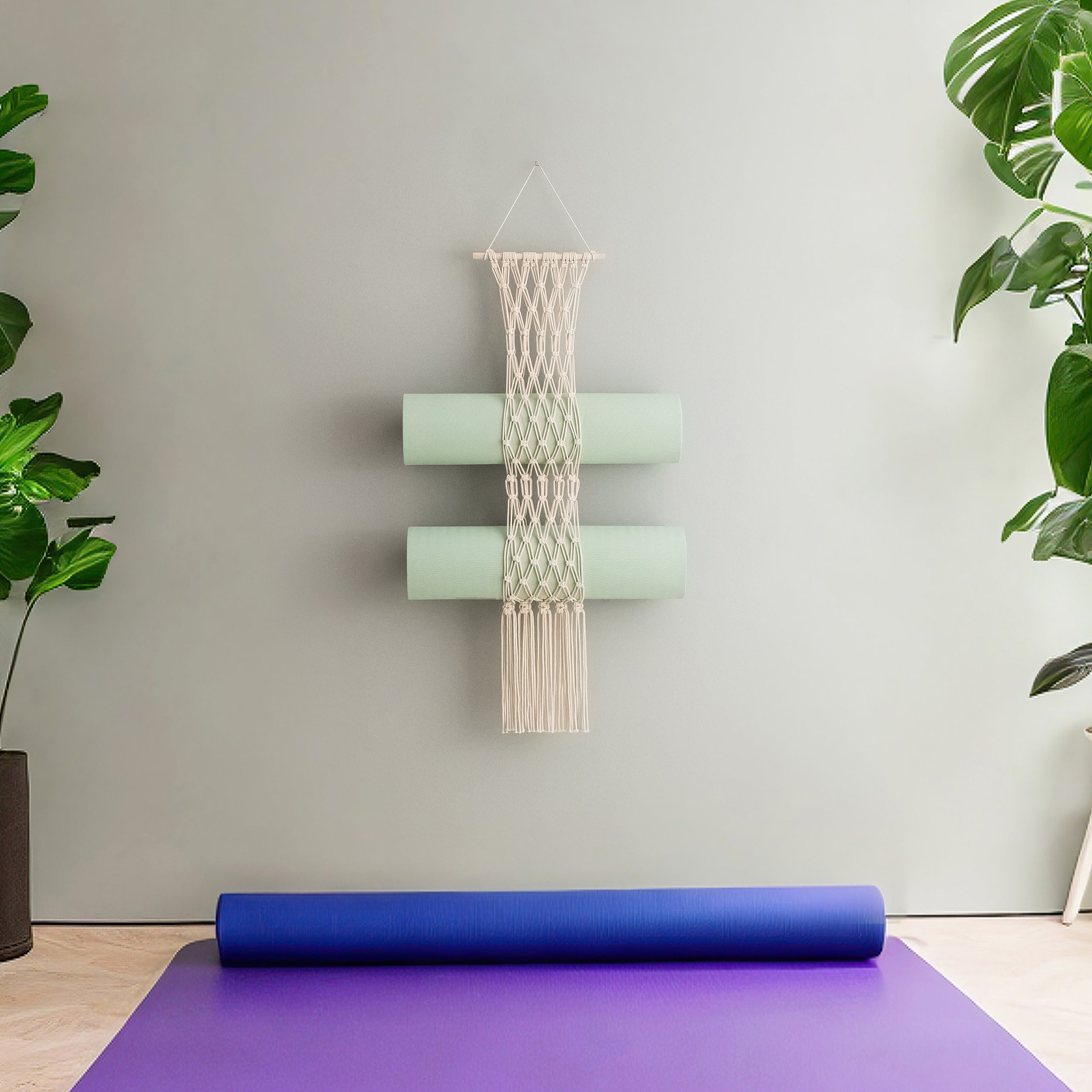 Macrame Yoga Mat Holder macrame cord for Yoga Mat Wall Storage I85