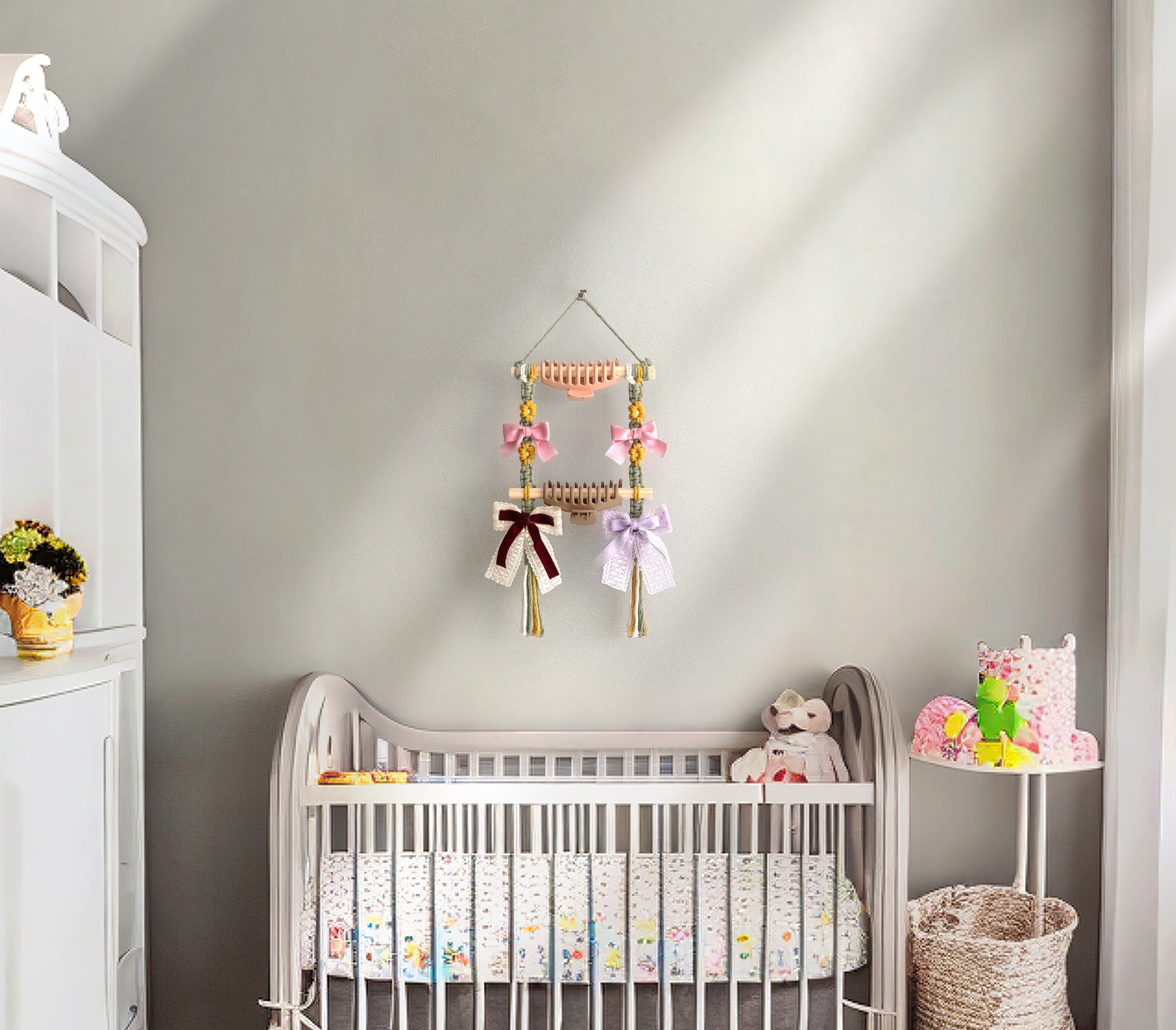 Macrame Hair Clip Holder macrame for Nursery Room Wall Art I90