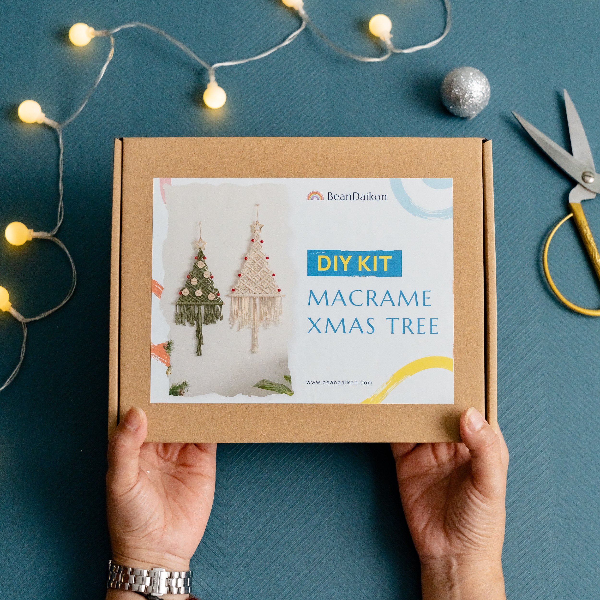 Kit de árbol de Navidad de macramé para hacer tú mismo para la decoración navideña del hogar 