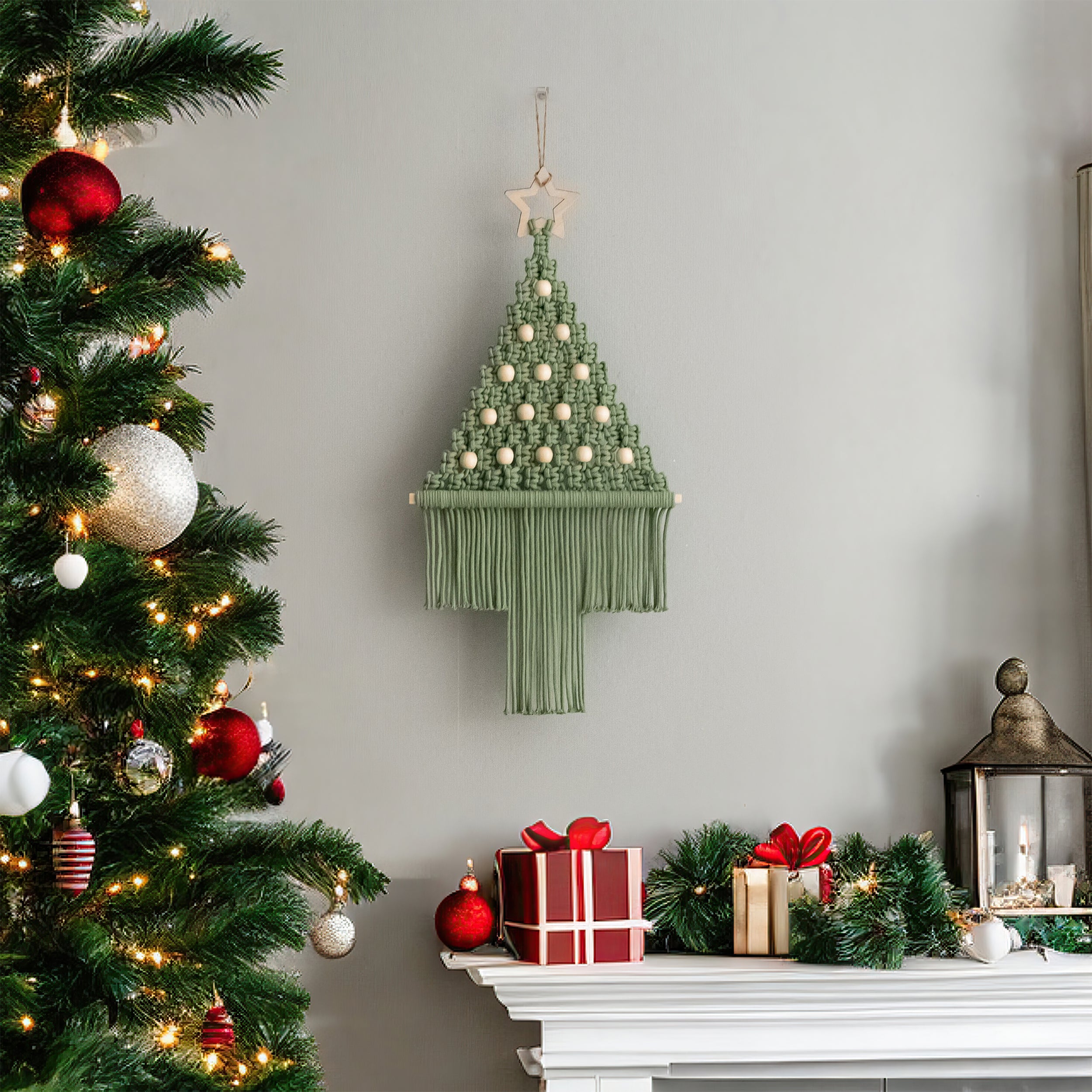 Macrame Christmas Tree DIY Kit for Fun Wall Decor Craft Projects