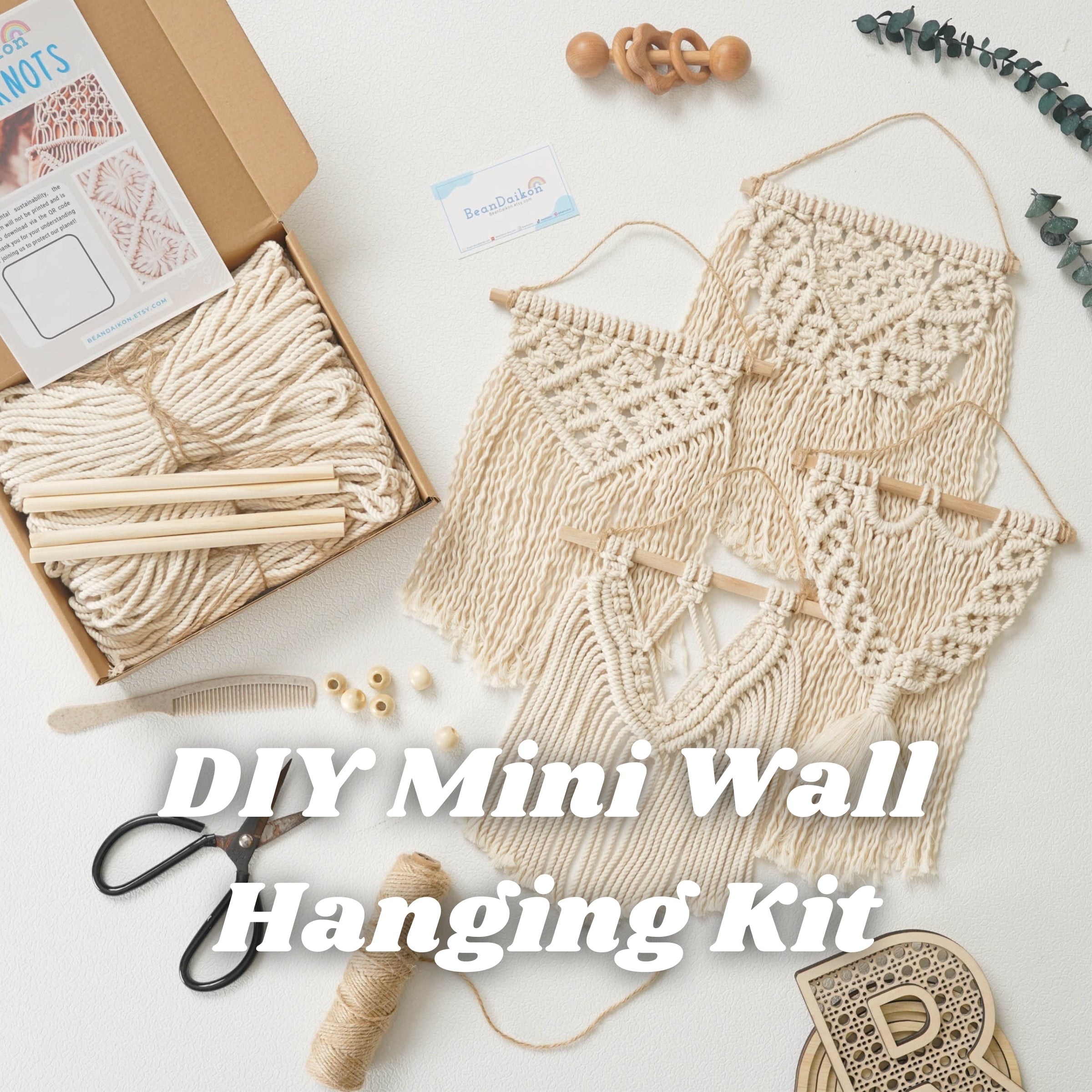 Small Macrame Wall Hanging DIY Kit For Cozy Boho Decorations