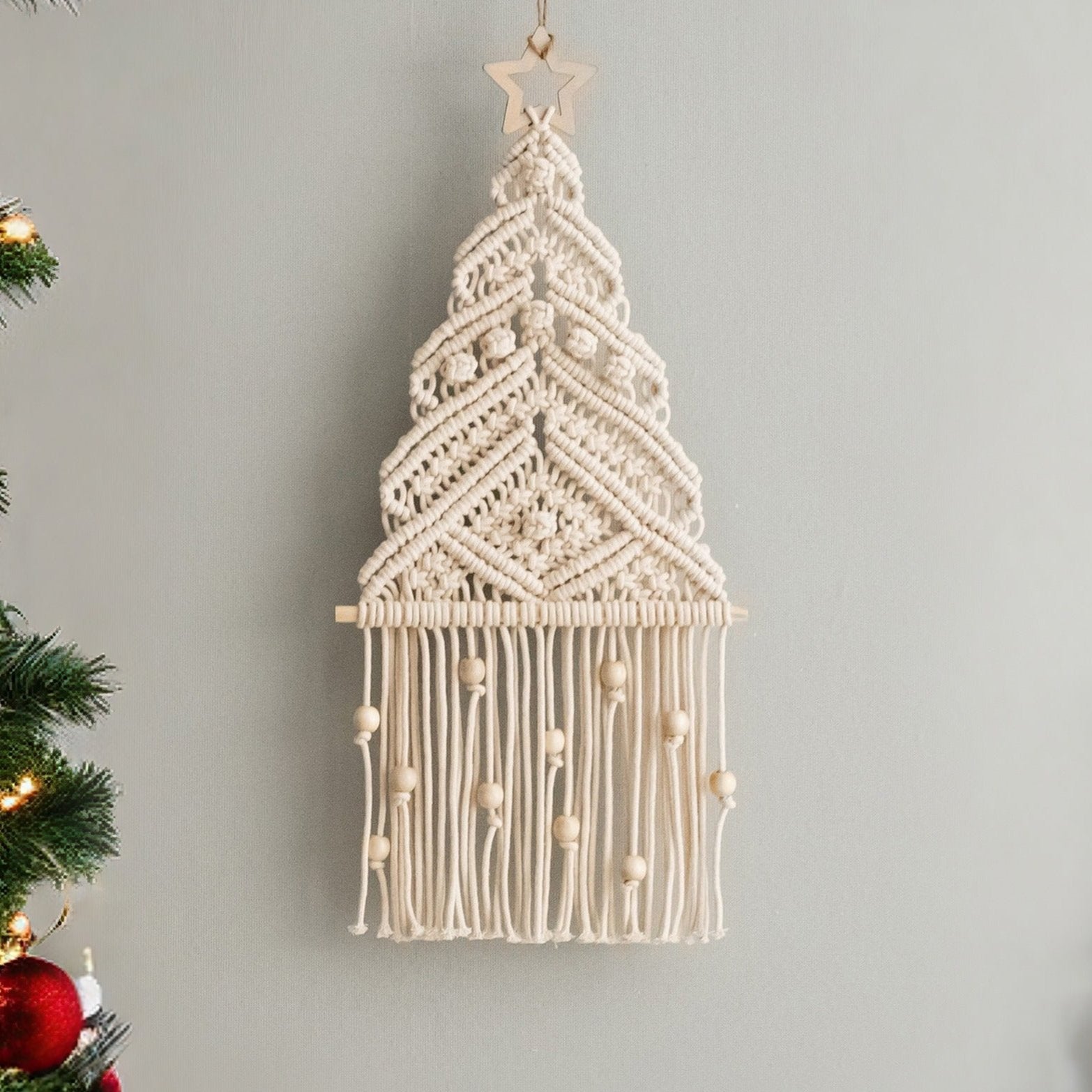 DIY Boho Christmas Tree Macrame Kit for Festive Wall Art