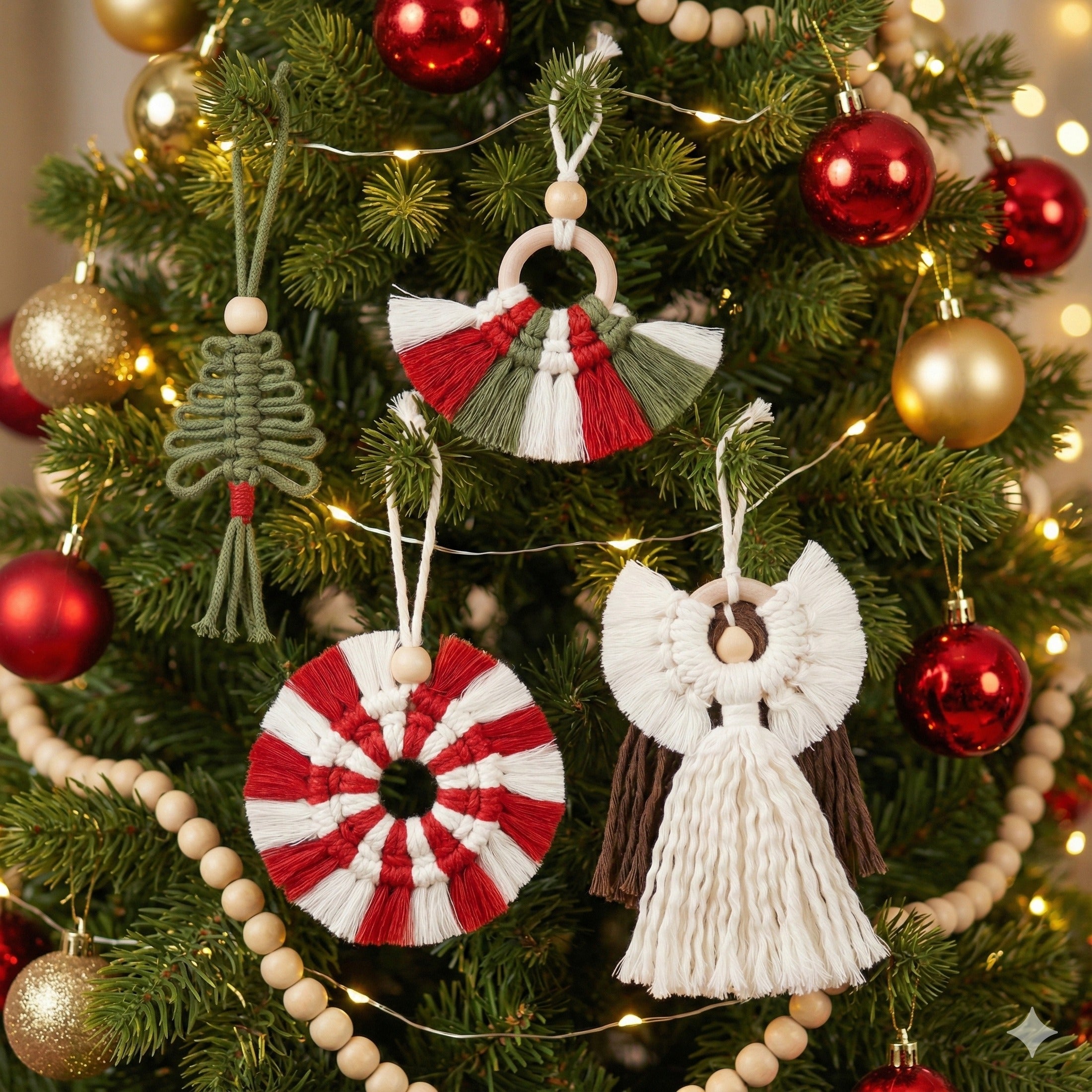 Macrame Christmas Ornament DIY Kit – Handmade Holiday Decor K65