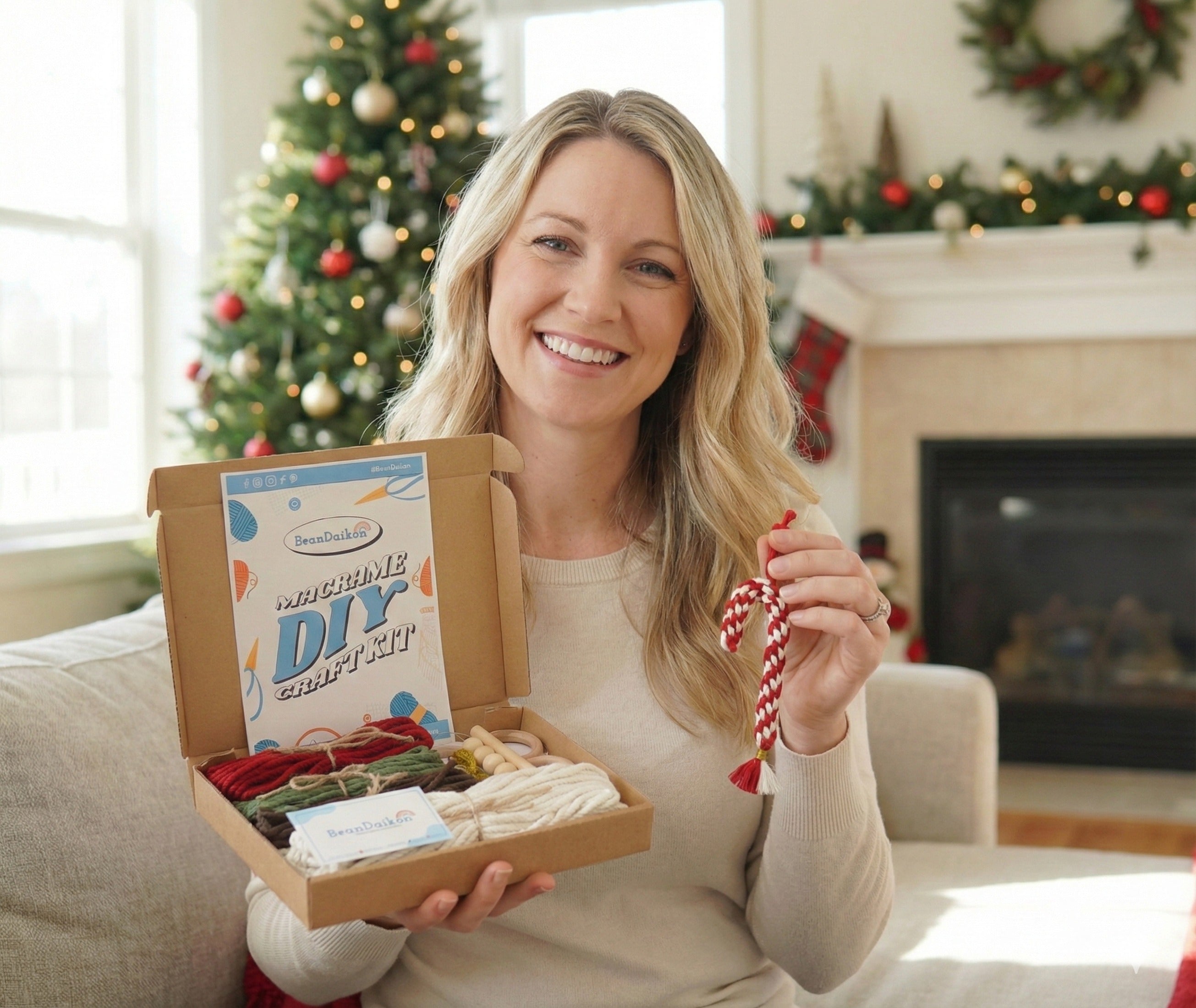 Macrame Christmas Ornament DIY Kit – Handmade Holiday Decor K65