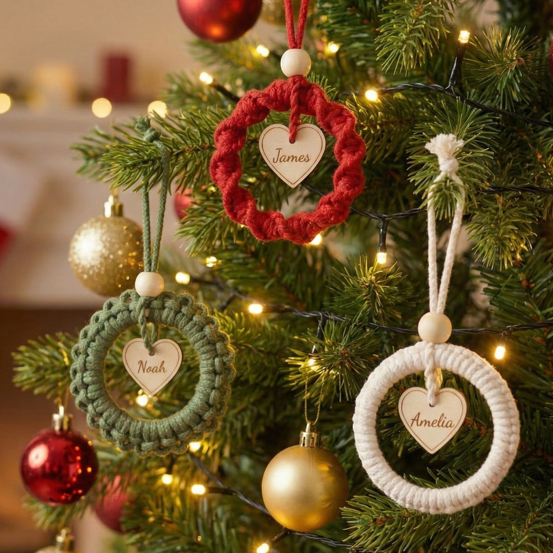 Macrame Set of 3 Christmas Wreath Pattern for Handmade Decor P66