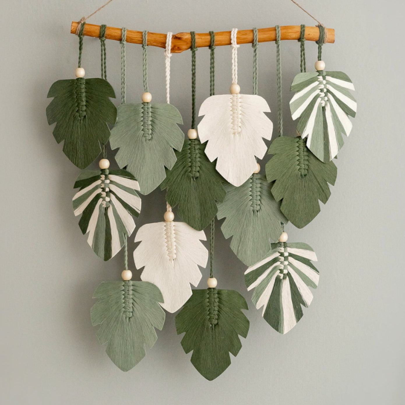 Macrame Monstera Leaf Wall Hanging for Boho Decor and Rustic Art L49