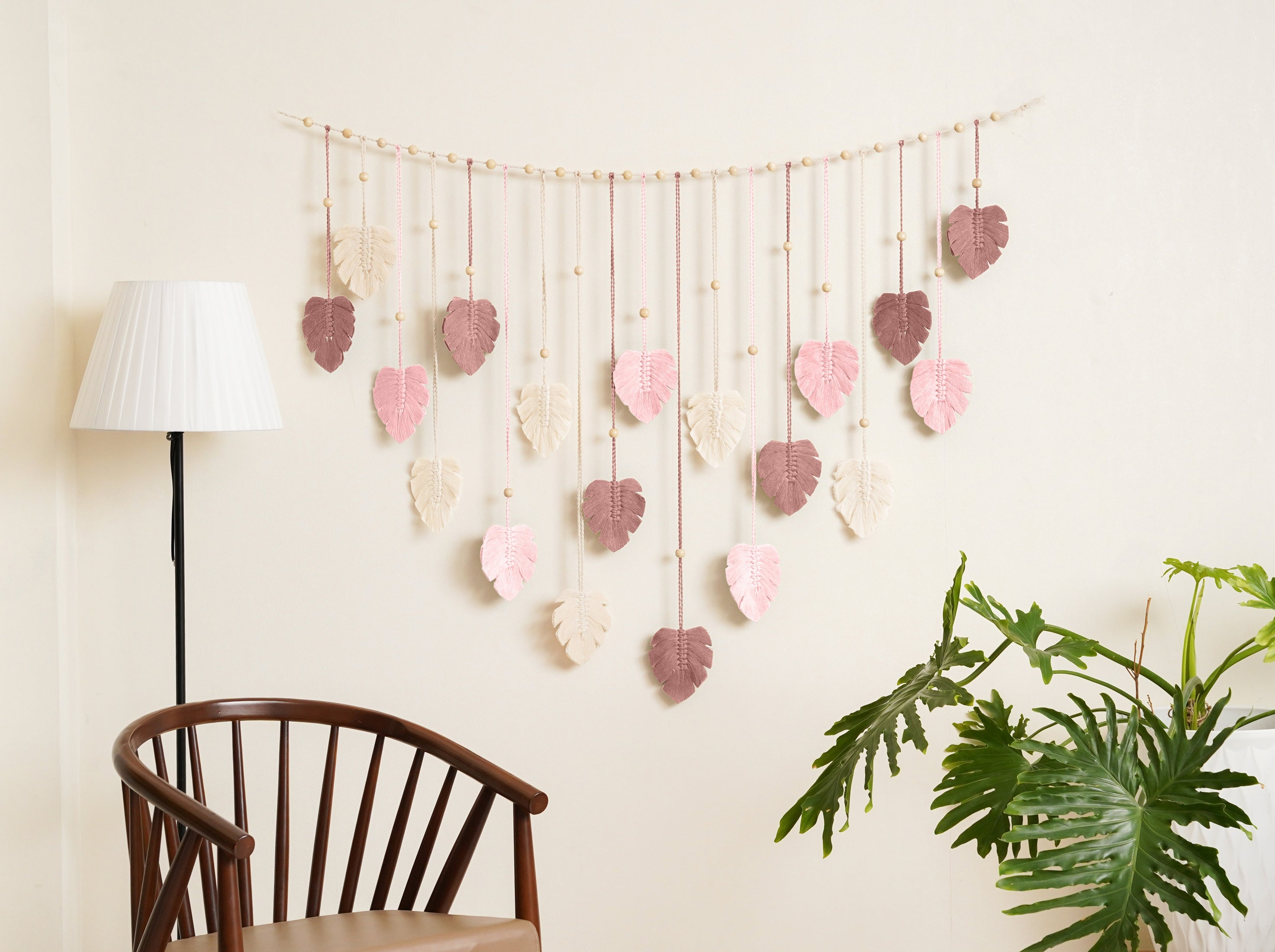 Macrame Leaves Garland macrame cord and Boho Home Decor L09