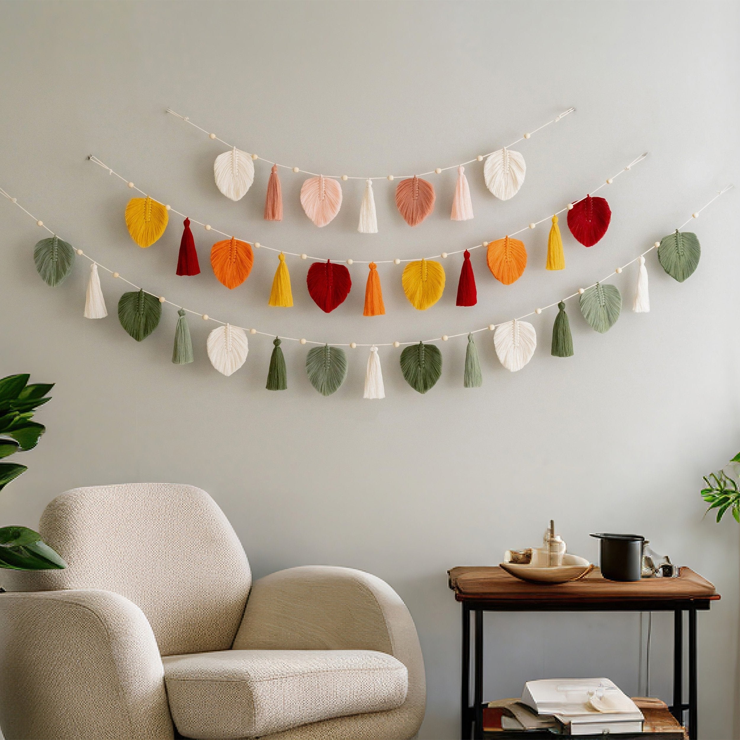 Boho Macrame Leaf Garland for Home Decoration and Gifts