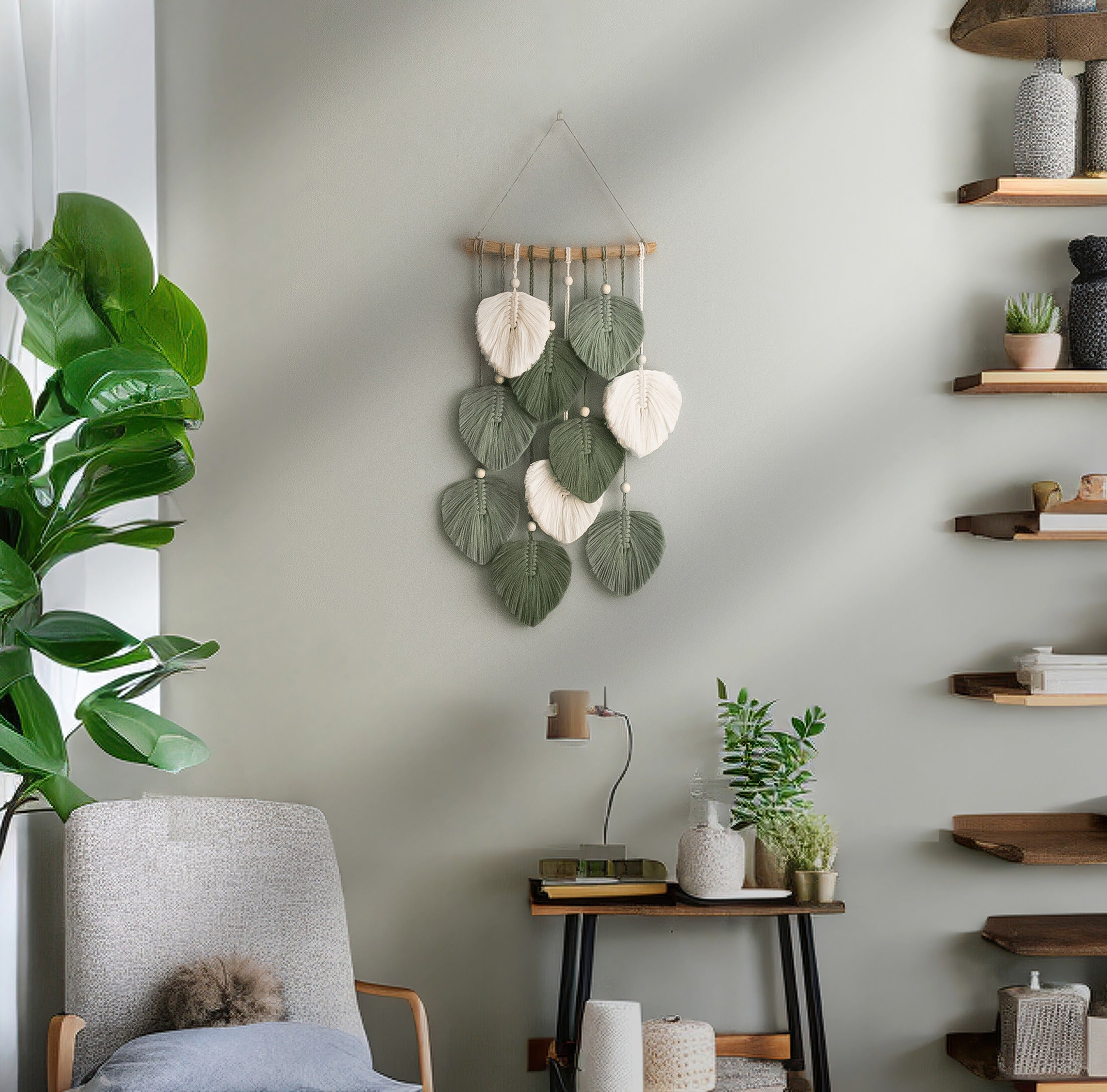 Boho Wall Decor - Cotton Macrame Leaf Wall Hanging L40