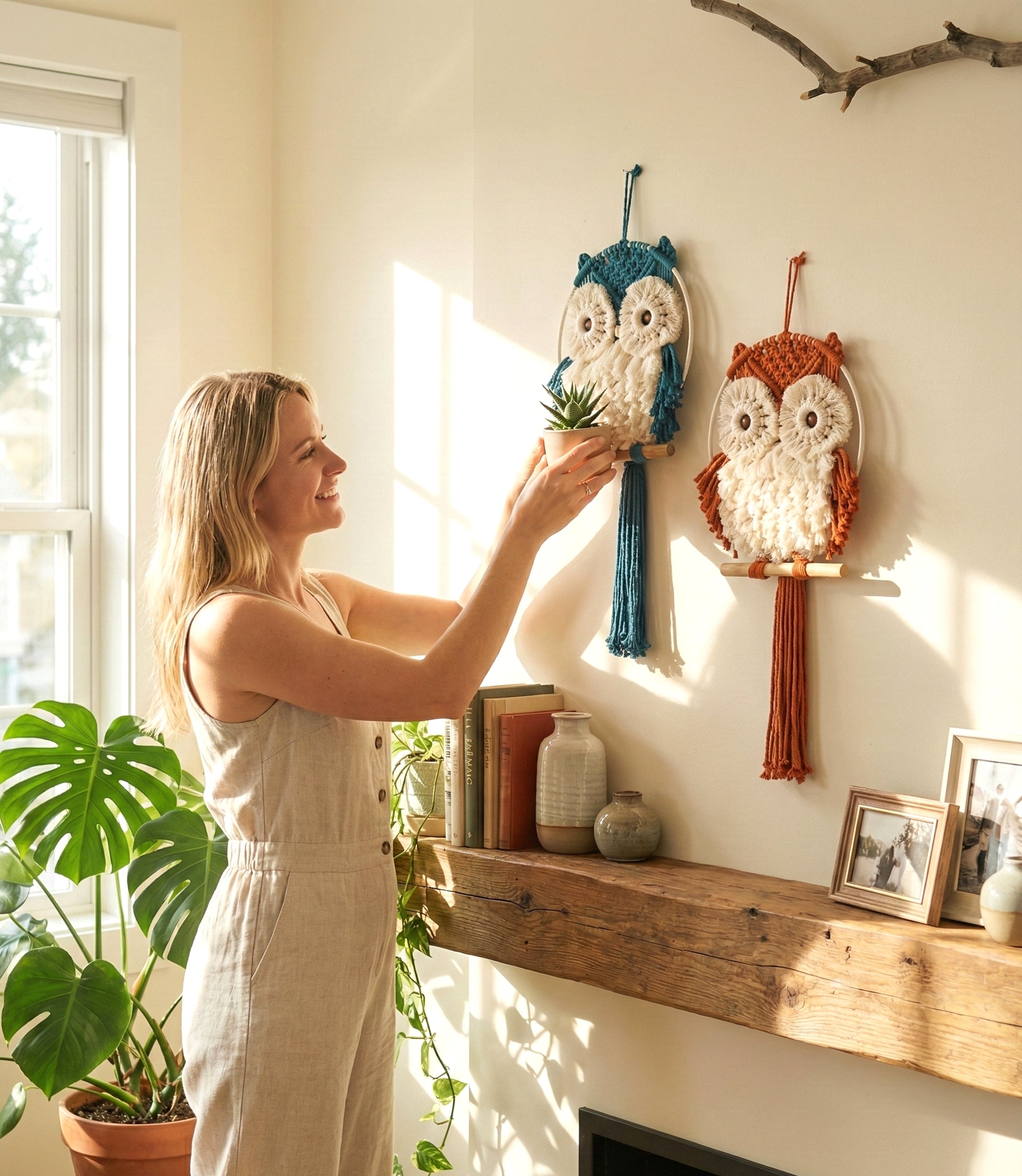 Macrame Owl Wall Hanging macrame cord for Owl Wall Decor and Boho Style W69