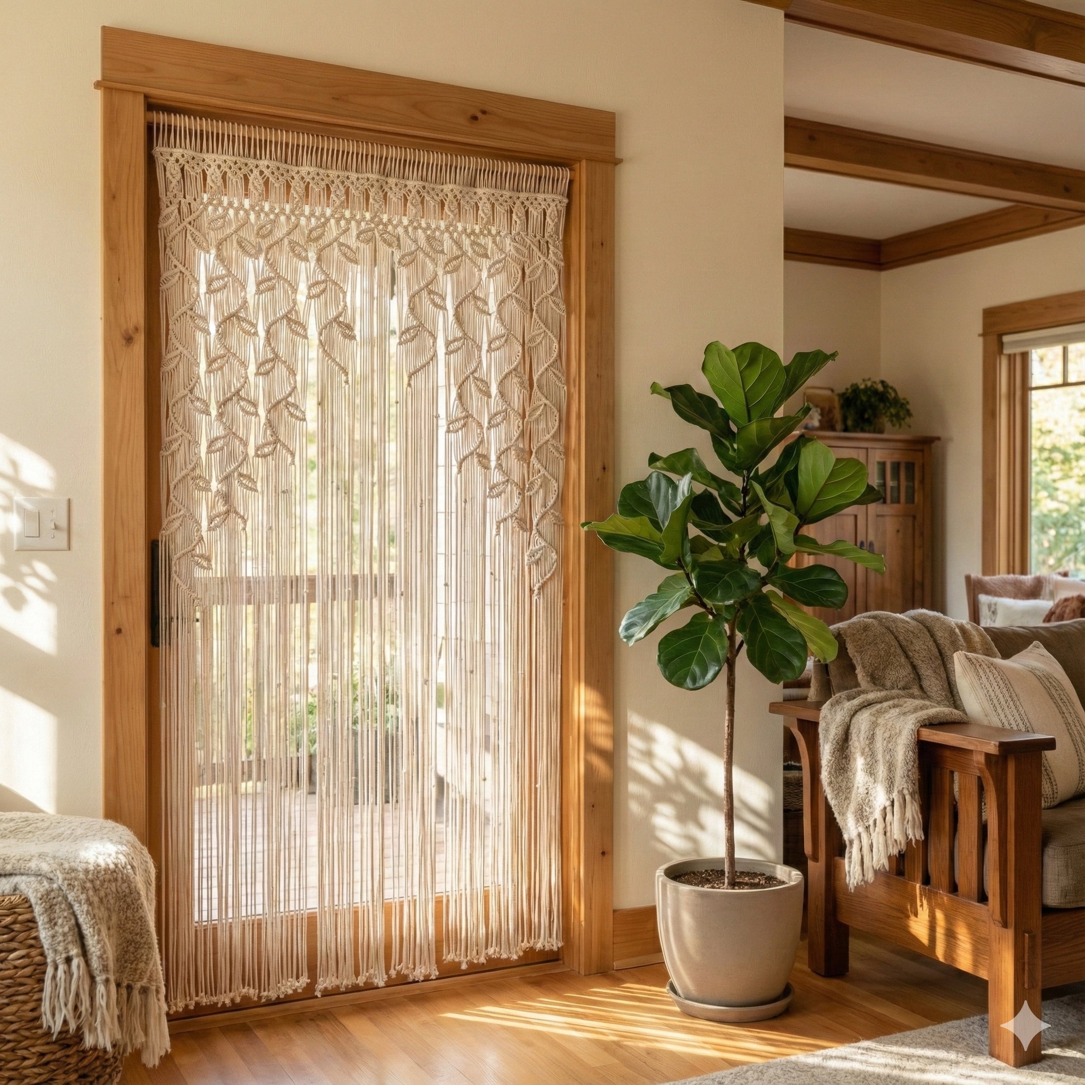 Macrame Curtain handmade macrame for boho wall decor and rustic style C01