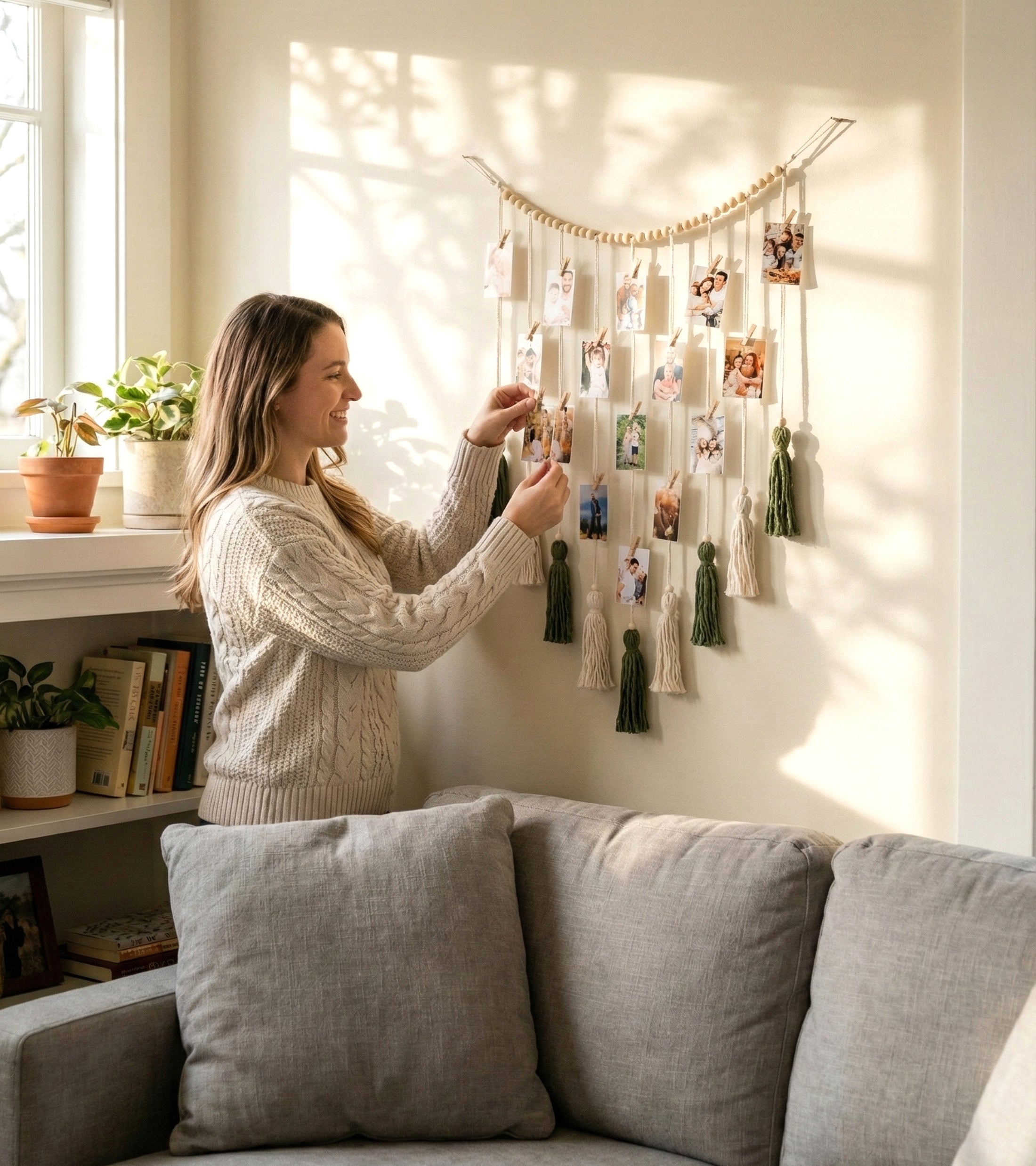 Macrame Photo Hanger – Boho Wall Display for Pictures I75
