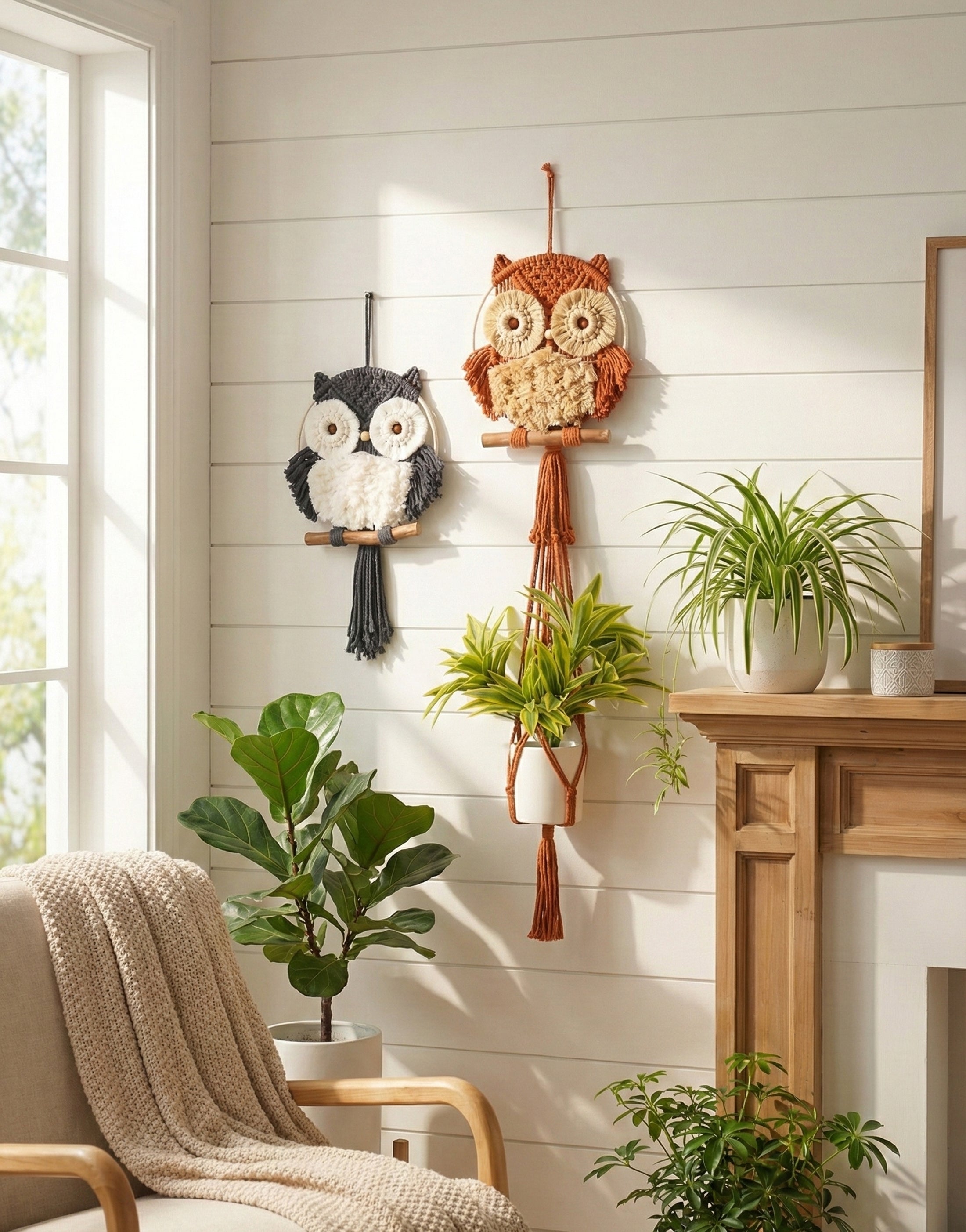 Macrame Owl Wall Hanging macrame cord for Owl Wall Decor and Boho Style W69