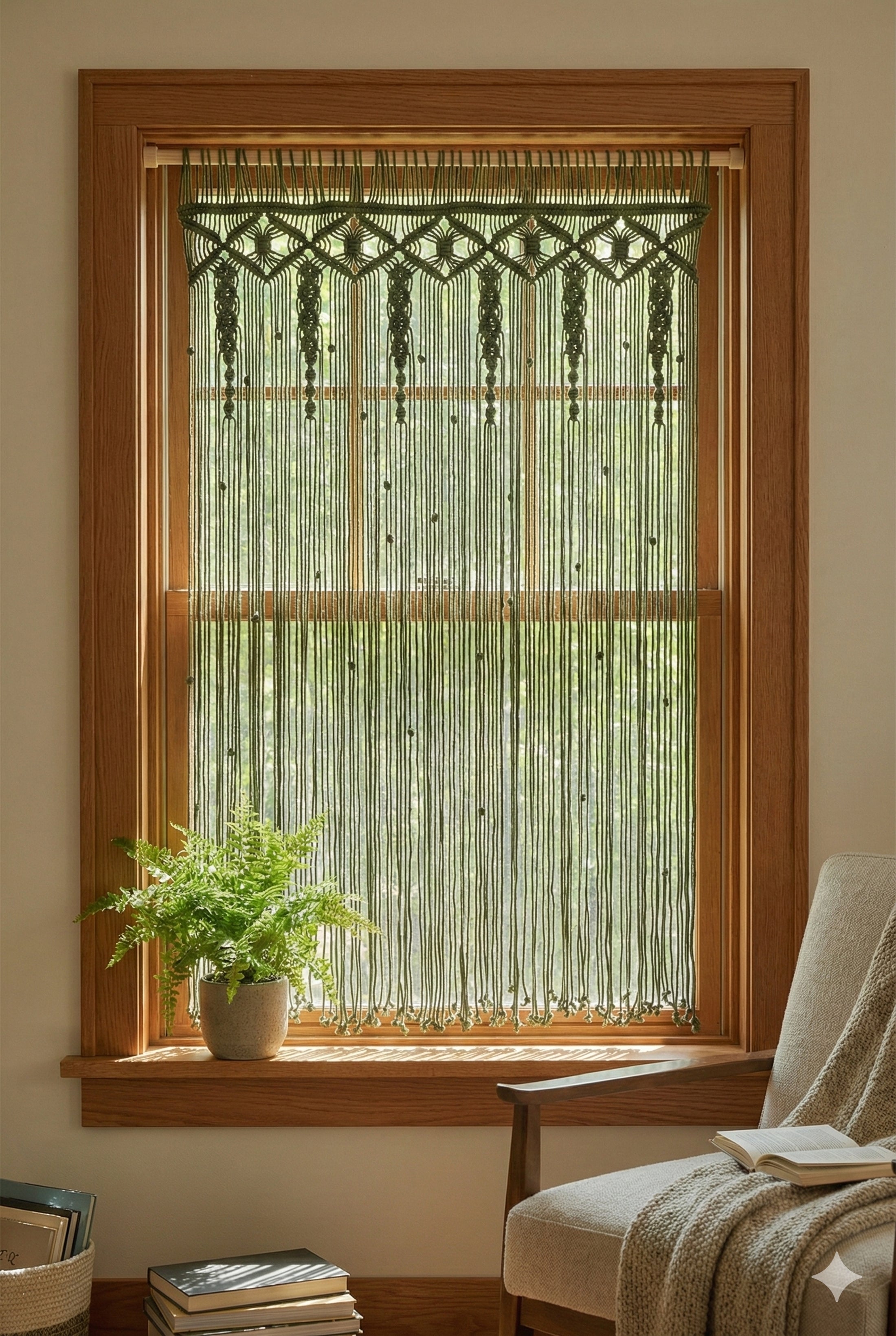 Boho Curtain Cotton Macrame - Pattern Macrame Curtain C06