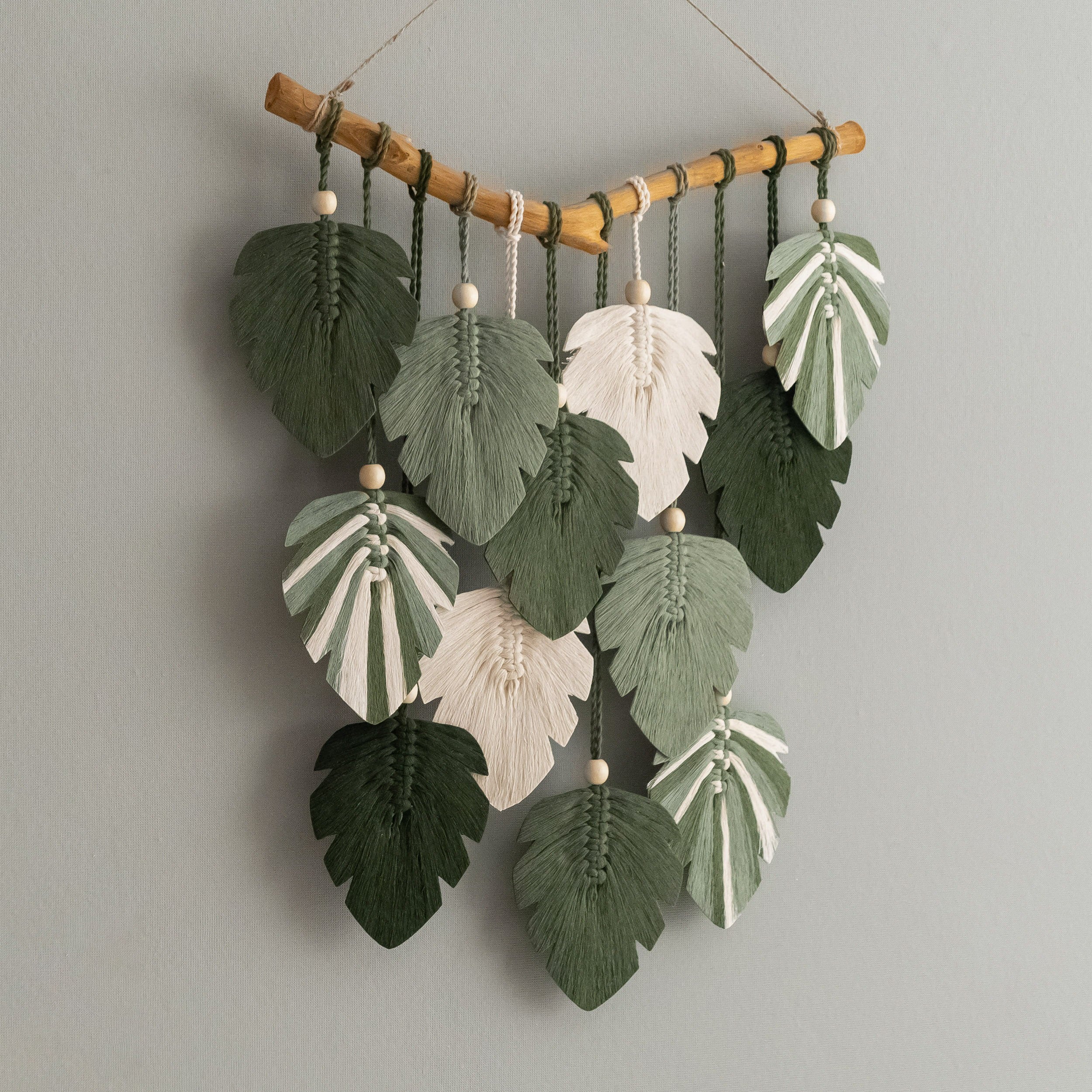 Macrame Monstera Leaves Wall Hanging - Farmhouse Wall Art L49