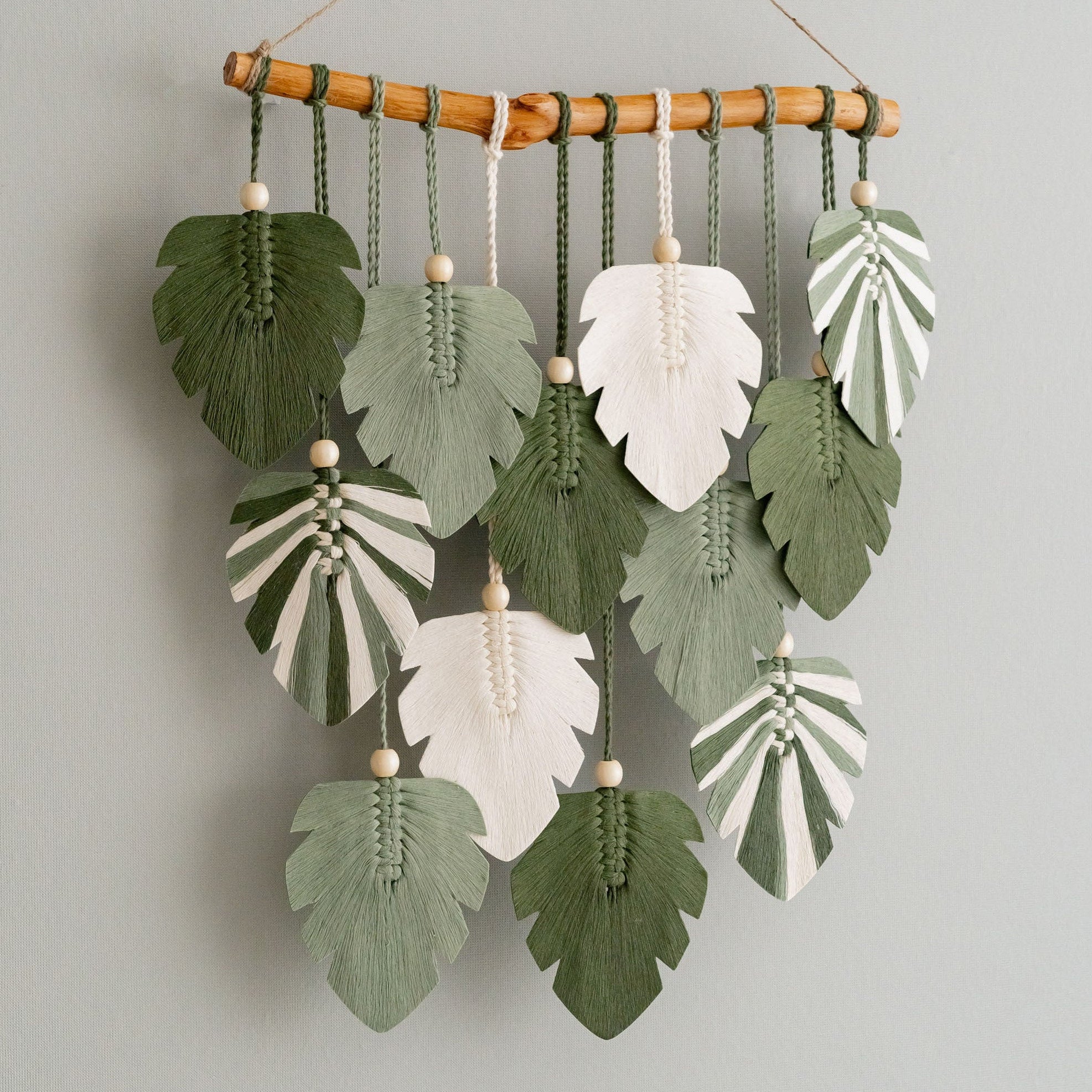Macrame Monstera Leaf Wall Hanging for Boho Decor and Rustic Art L49
