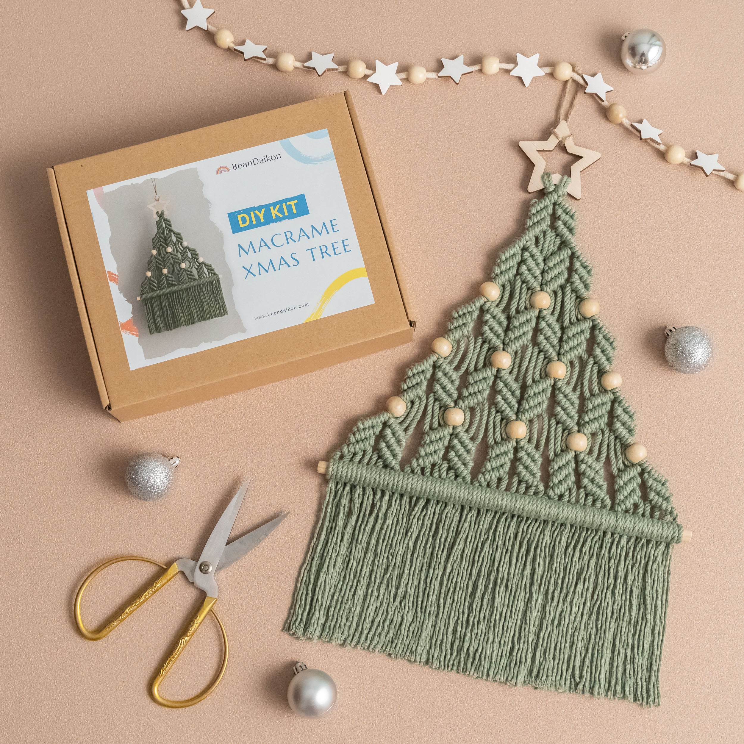 Macrame Christmas Tree DIY Kit For Festive Wall Decorations