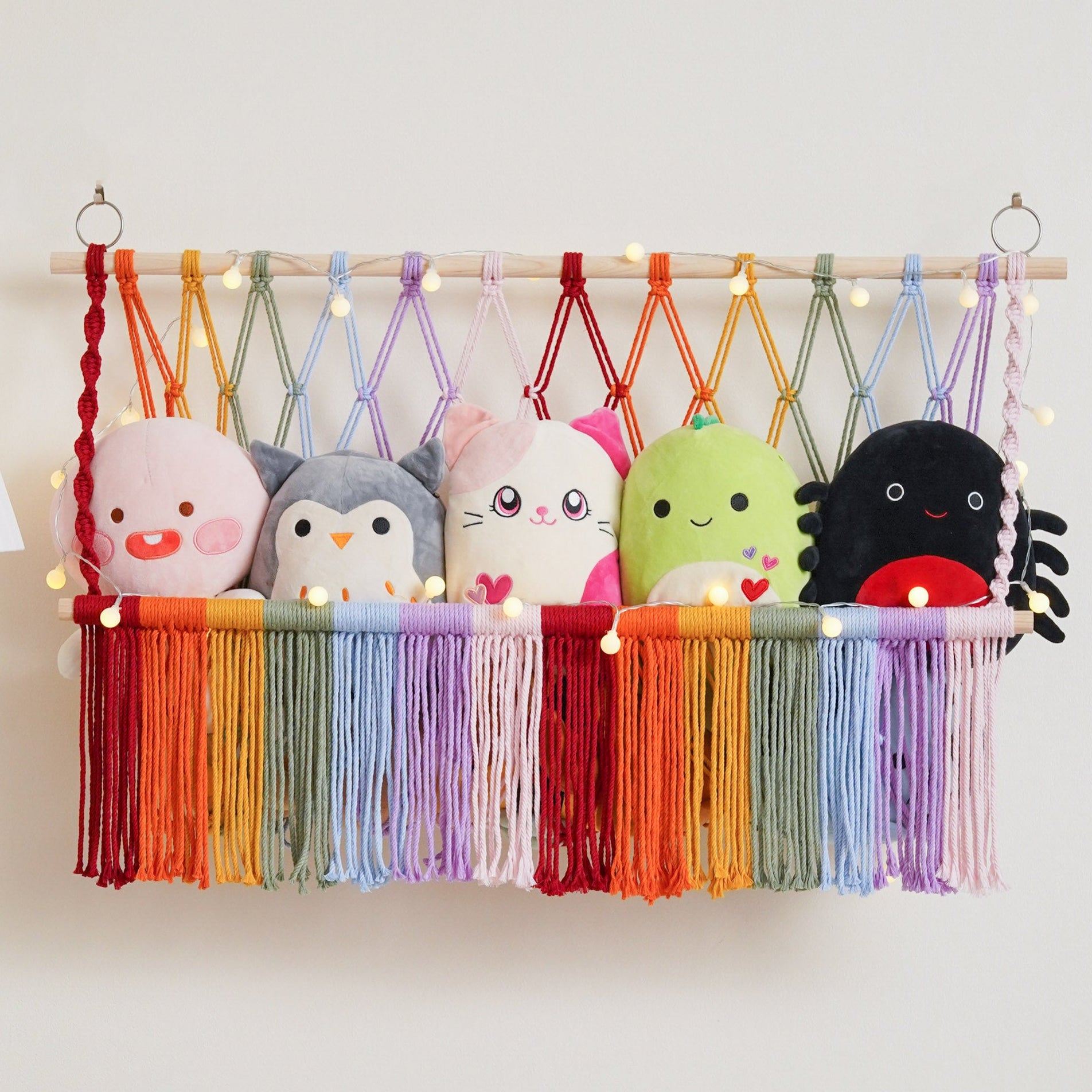 Macrame Stuffed Animal Organizer for Kids Wall Storage H24