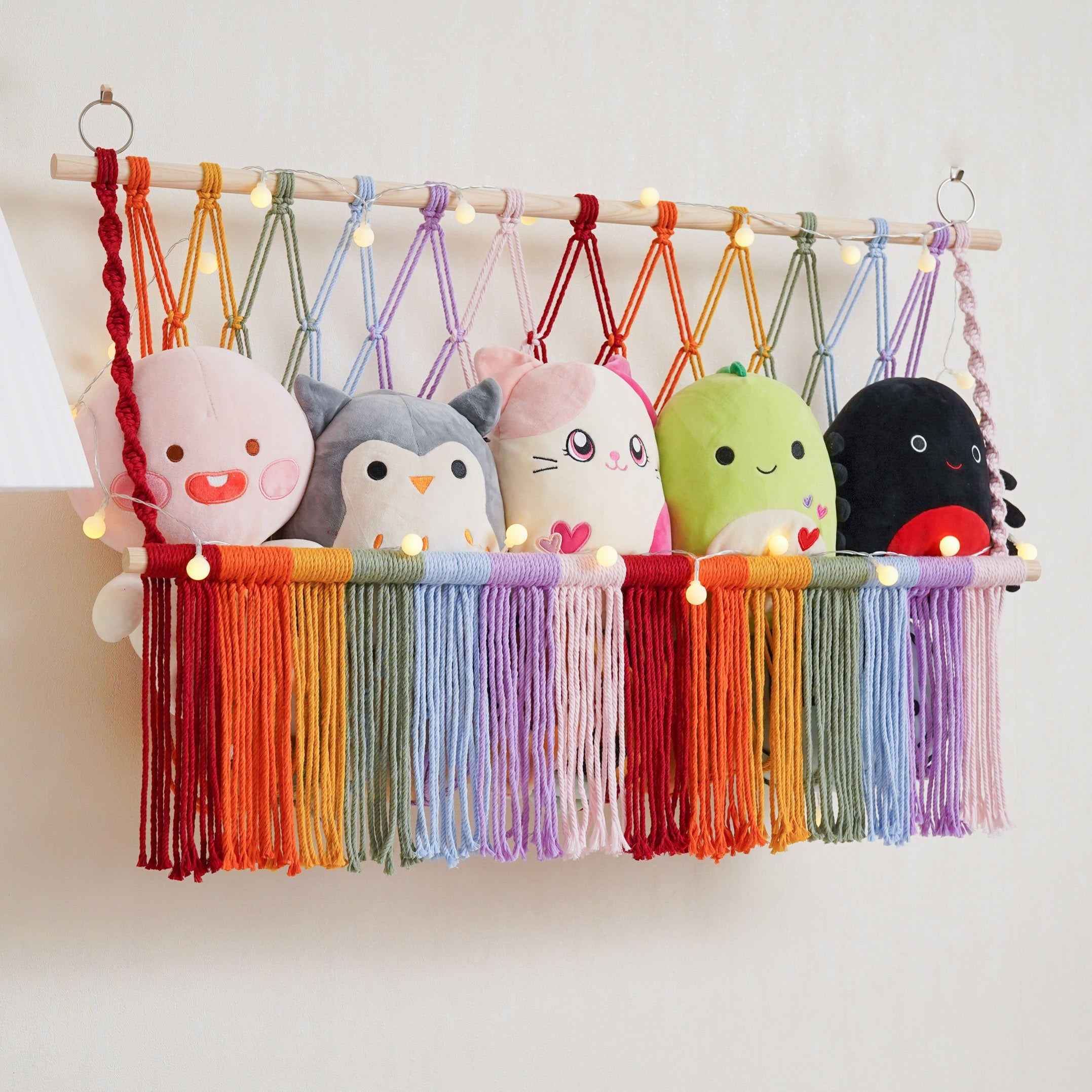 Macrame Stuffed Animal Organizer for Kids Wall Storage H24