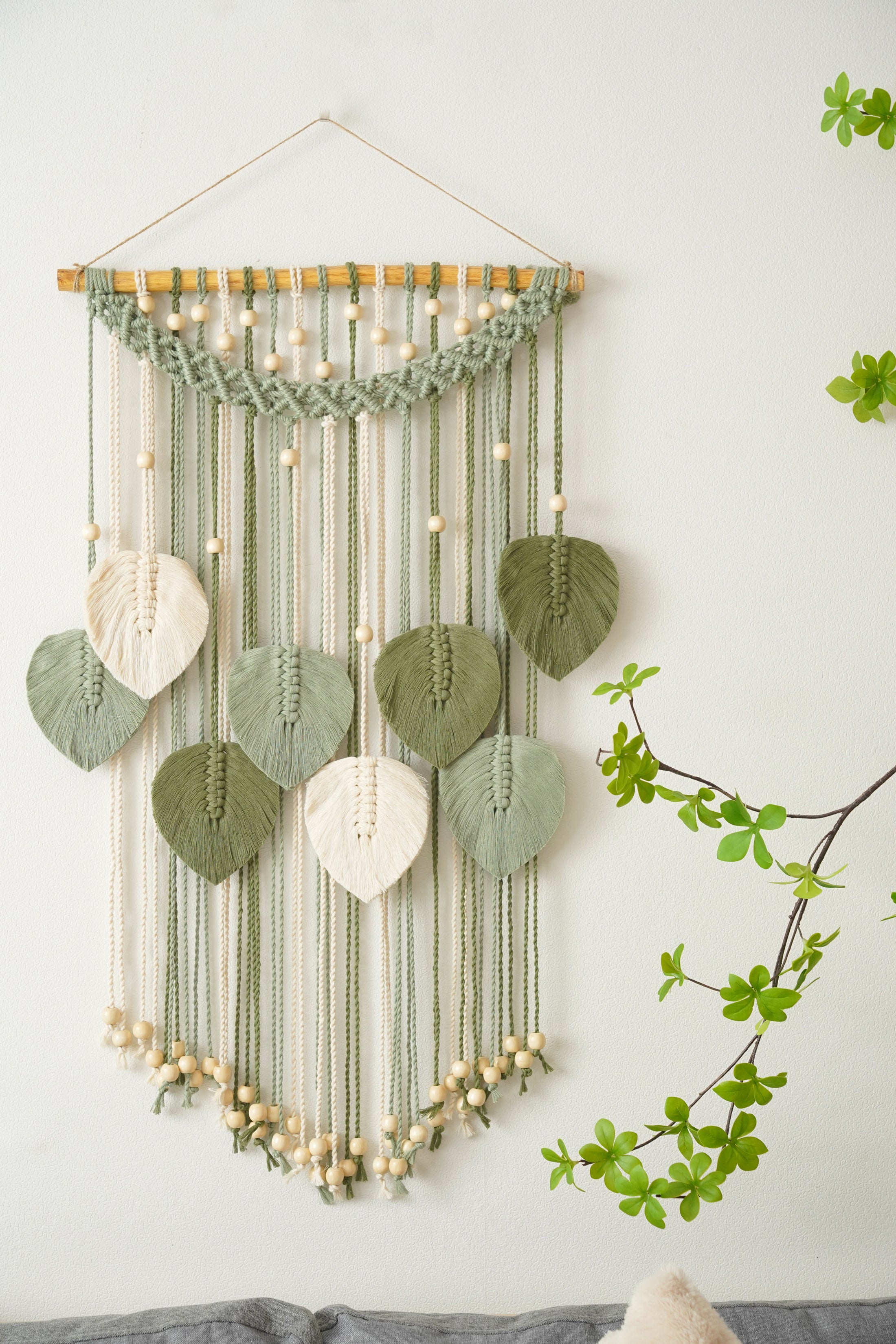 Macrame Leaf Wall Hanging for Boho Home Decoration