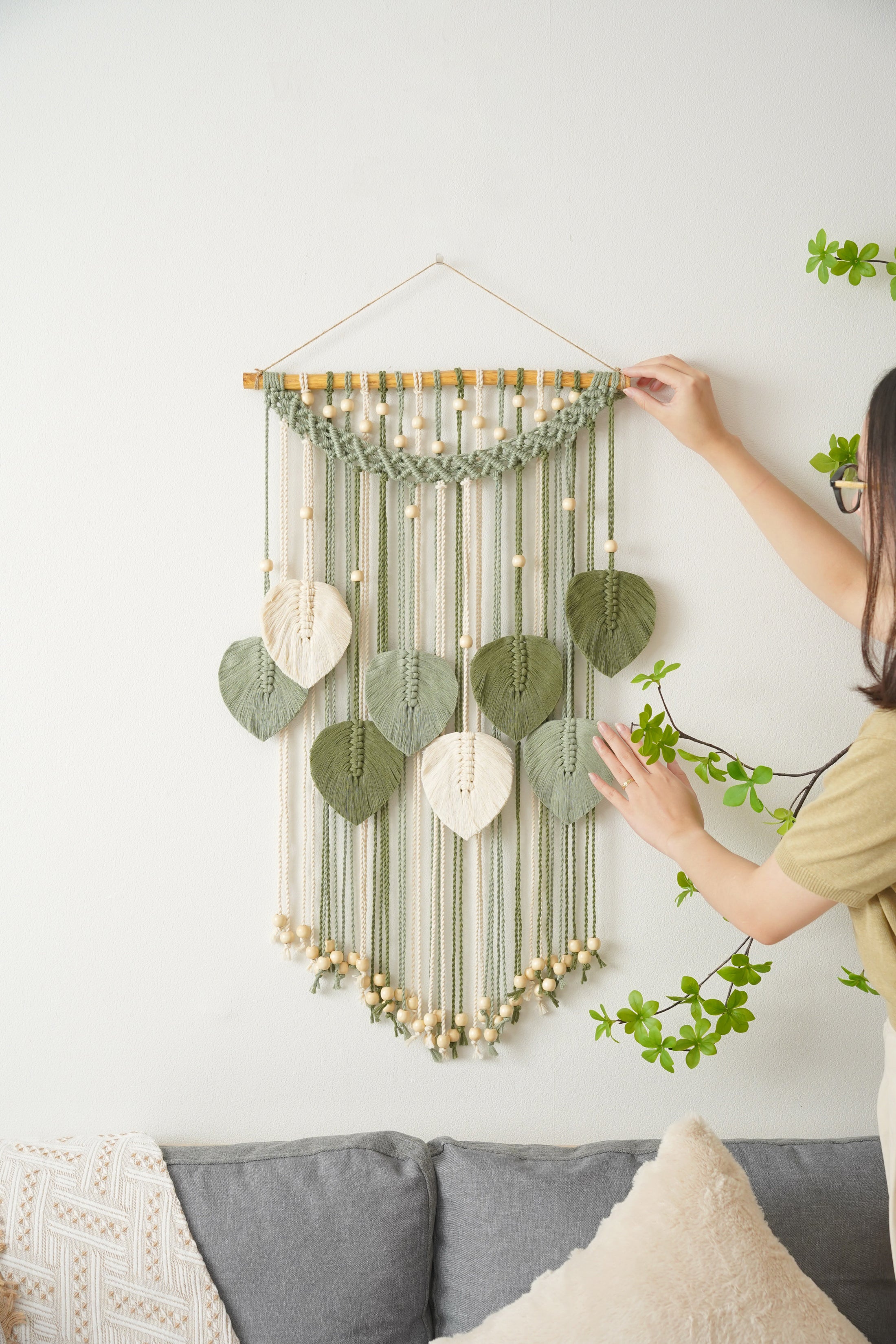 Macrame Leaf Wall Hanging for Boho Home Decoration