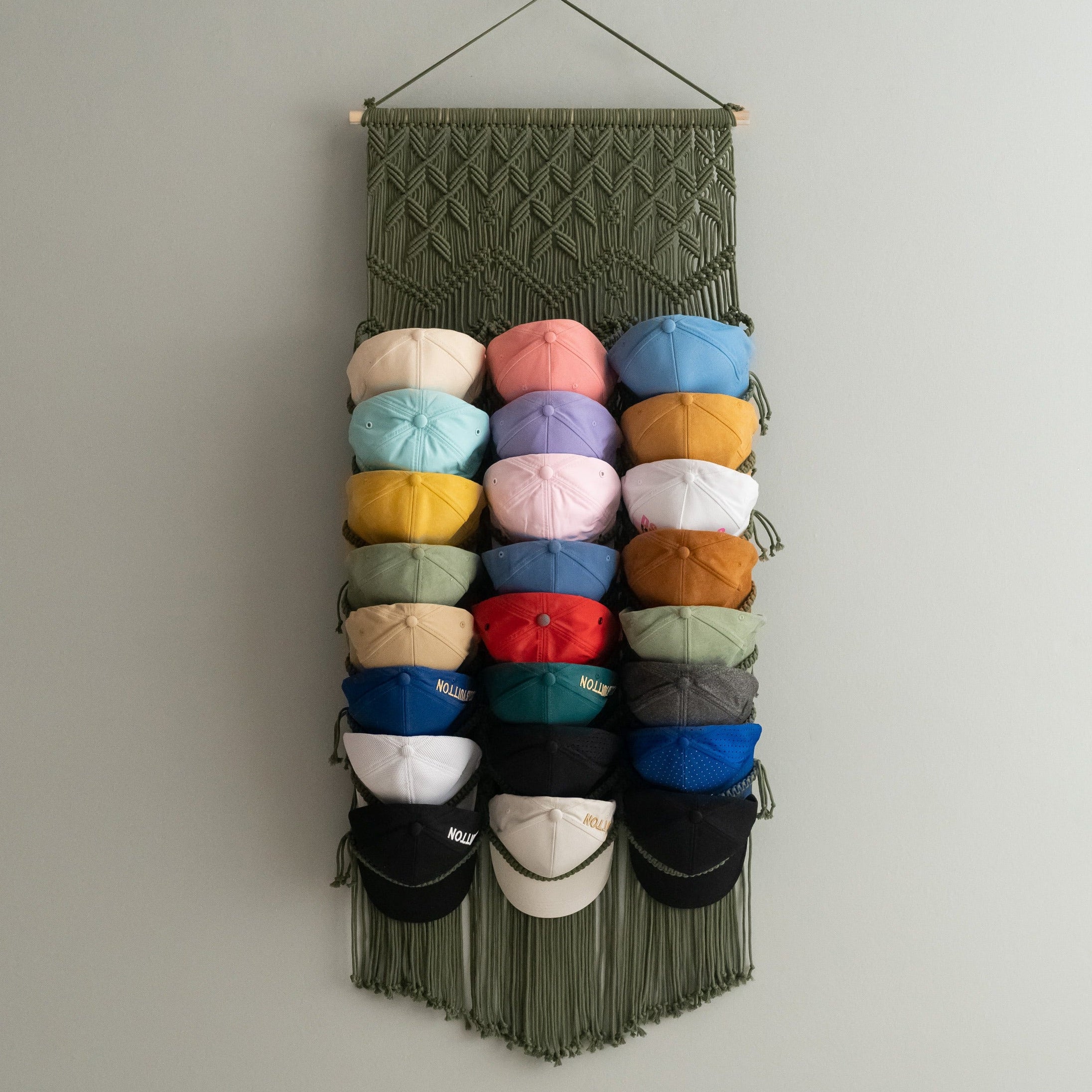 Macrame Baseball Cap Holder – Hat Organizer for Wall I23