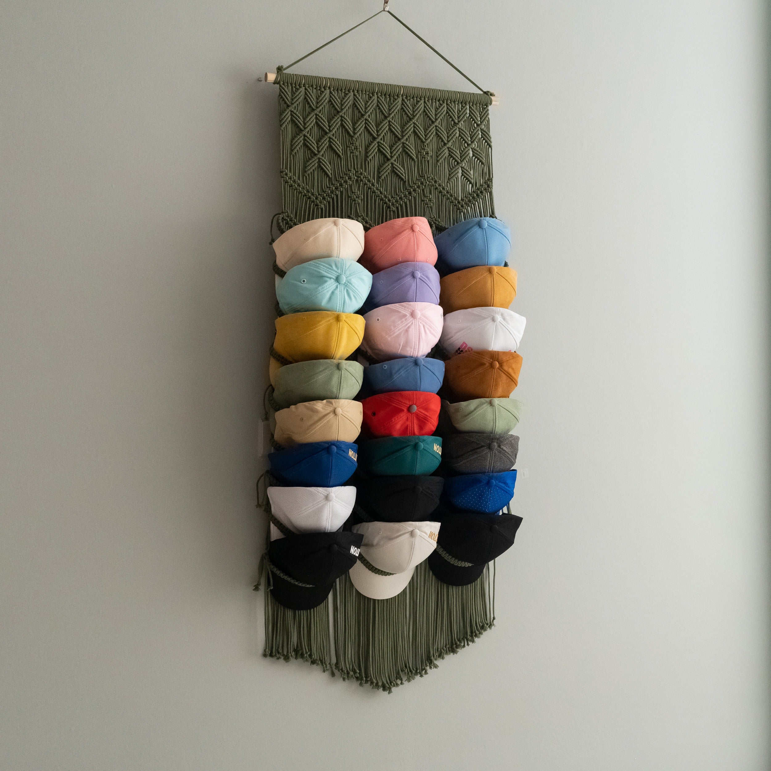 Macrame Baseball Cap Holder – Hat Organizer for Wall I23