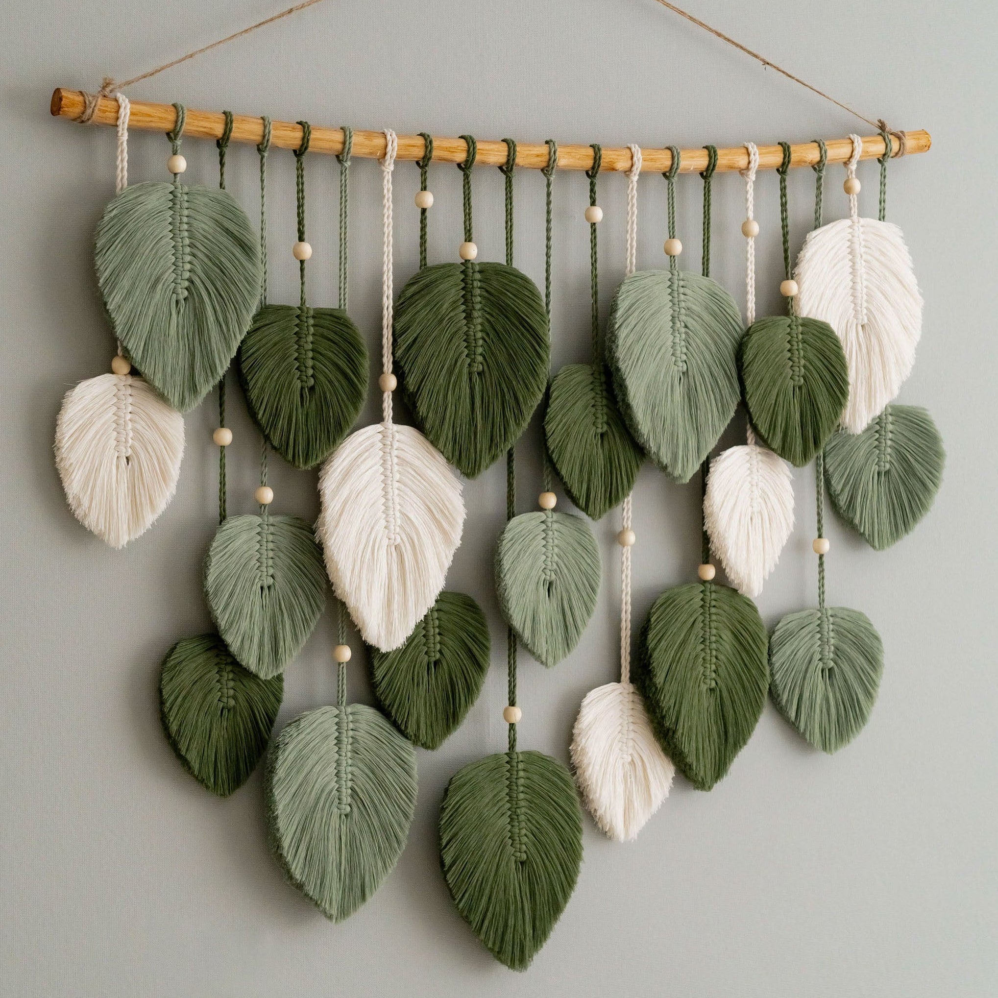 Macrame Leaf Wall Hanging with Driftwood for Boho Wall Decor L03